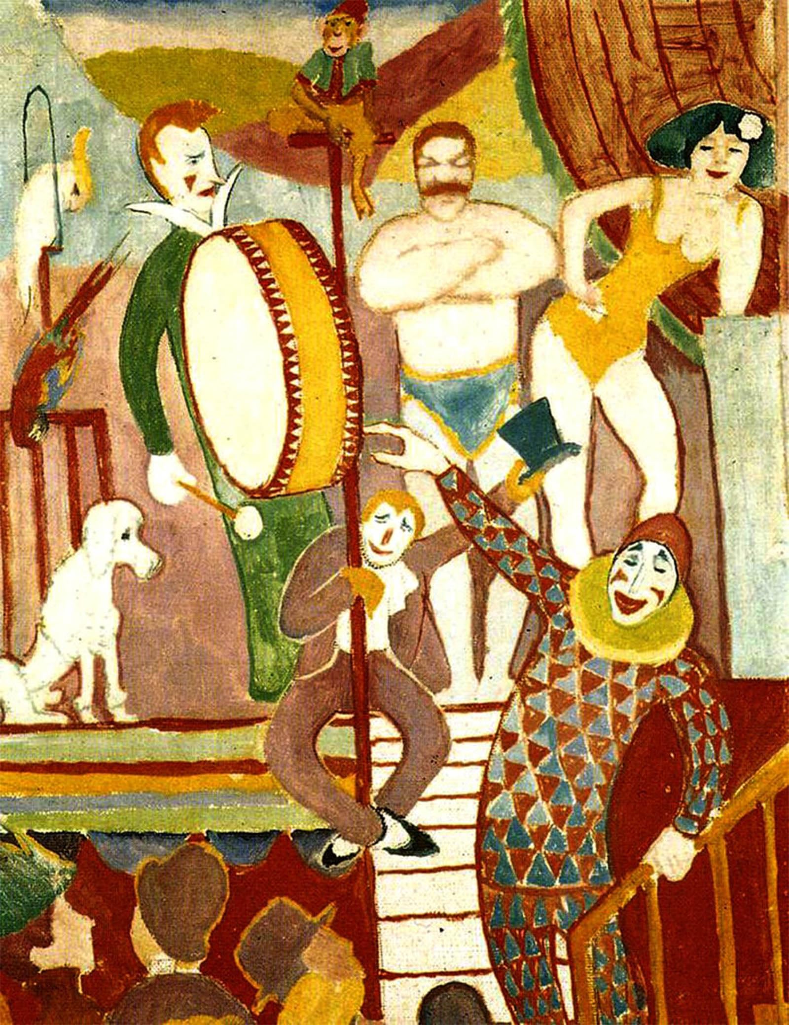 SERENDIPITP Abstract Painting Mural Print Picture Wall Decor Painting Circus Artists by August Macke Vintage Wall Artwork for Home Decor 60x90cm