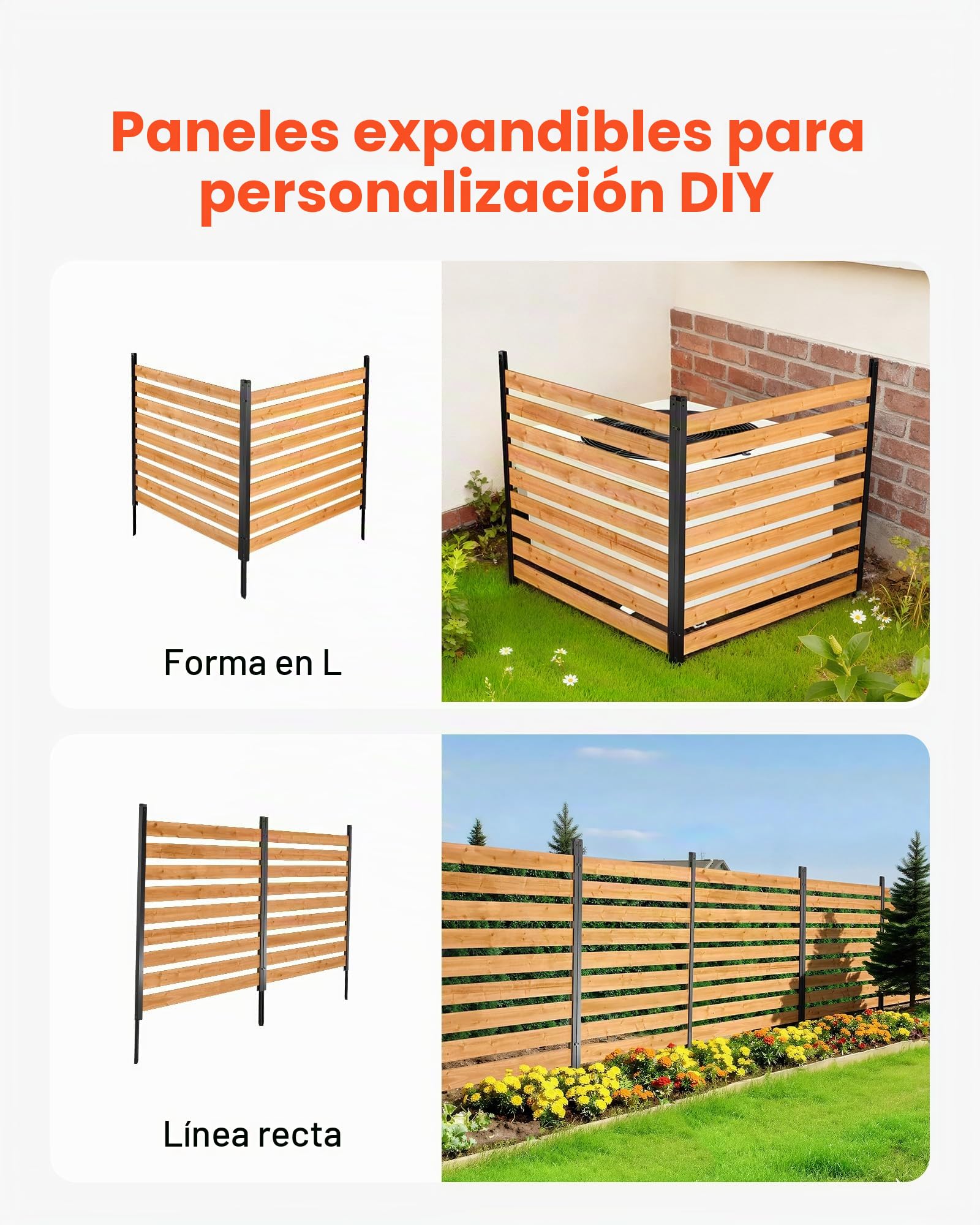 VEVOR Vallas de Madera 1219 x 1244 mm Pantalla de Privacidad Exterior con 2 Paneles, Resistente al Clima, Espaciado para Ventilación, para Mascotas Jardín, Ocultar Equipo de Piscina Cubos de Basura AC