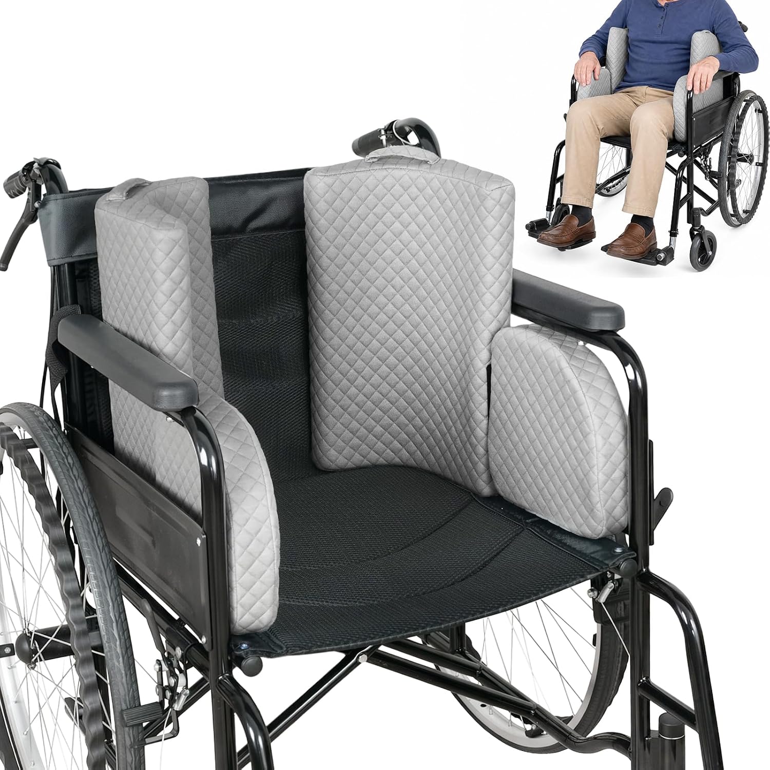 L-Shape Lateral Support for Wheelchair Side Guards, Keep Body Upright