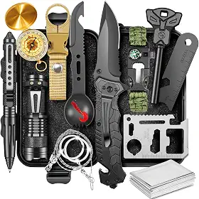 Presentes para homens, papai, kits e equipamentos de sobrevivência, 14 peças, meias de Natal, presentes de aniversário para marido, namorado, cara, itens essenciais de acampamento, acessórios legais
