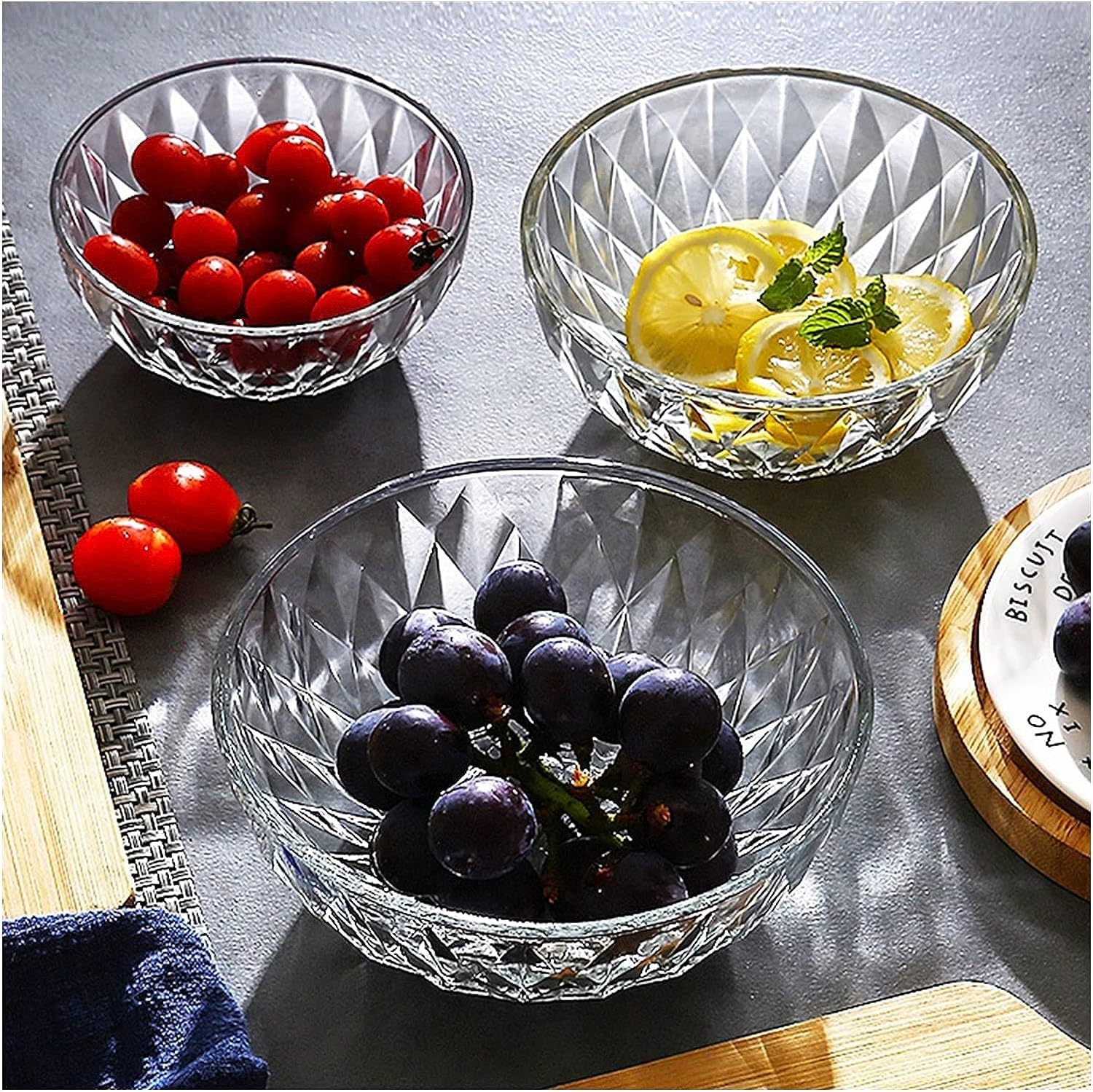 Saladier Bol à fruits, saladier, bols en verre Bol en verre transparent for la maison Plats à salade de fruits Réseau Dortoir Bol de riz rouge de nouilles instantanées Résistance aux bols à bonbons th