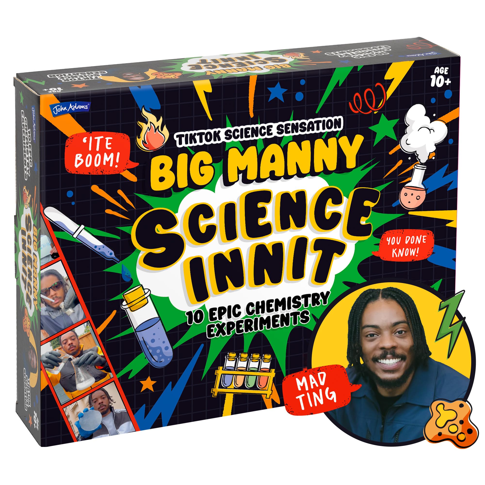 John Adams Big Manny Science INNIT | 10 Epic Science Experiments for Kids | Create a Home Lab | STEM Learning Resource | Includes Test Tubes, Beakers & Goggles | Age 10+ | Christmas or Birthday Gift