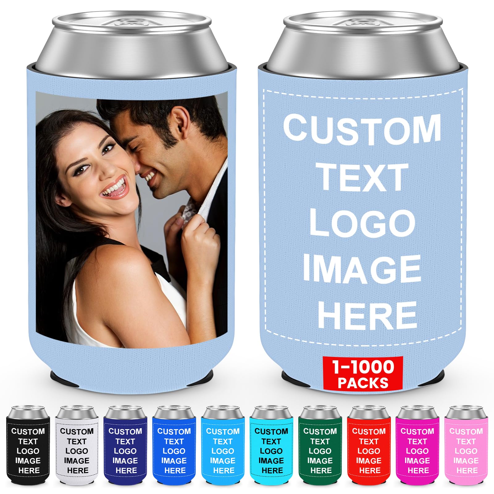 Personalized Can Cooler Sleeves - Bulk Custom Beer Can Coolers Collapsible Insulated Cup Sleeve Drink Holder for Wedding Birthday Bachelorette