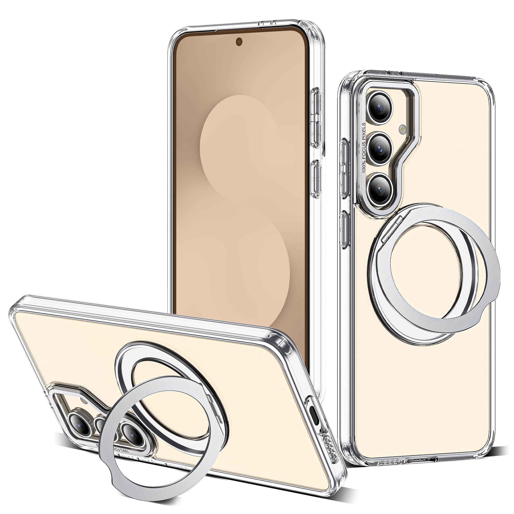 for Samsung Galaxy S25 FE Case with 360° Spin Stand,Clear