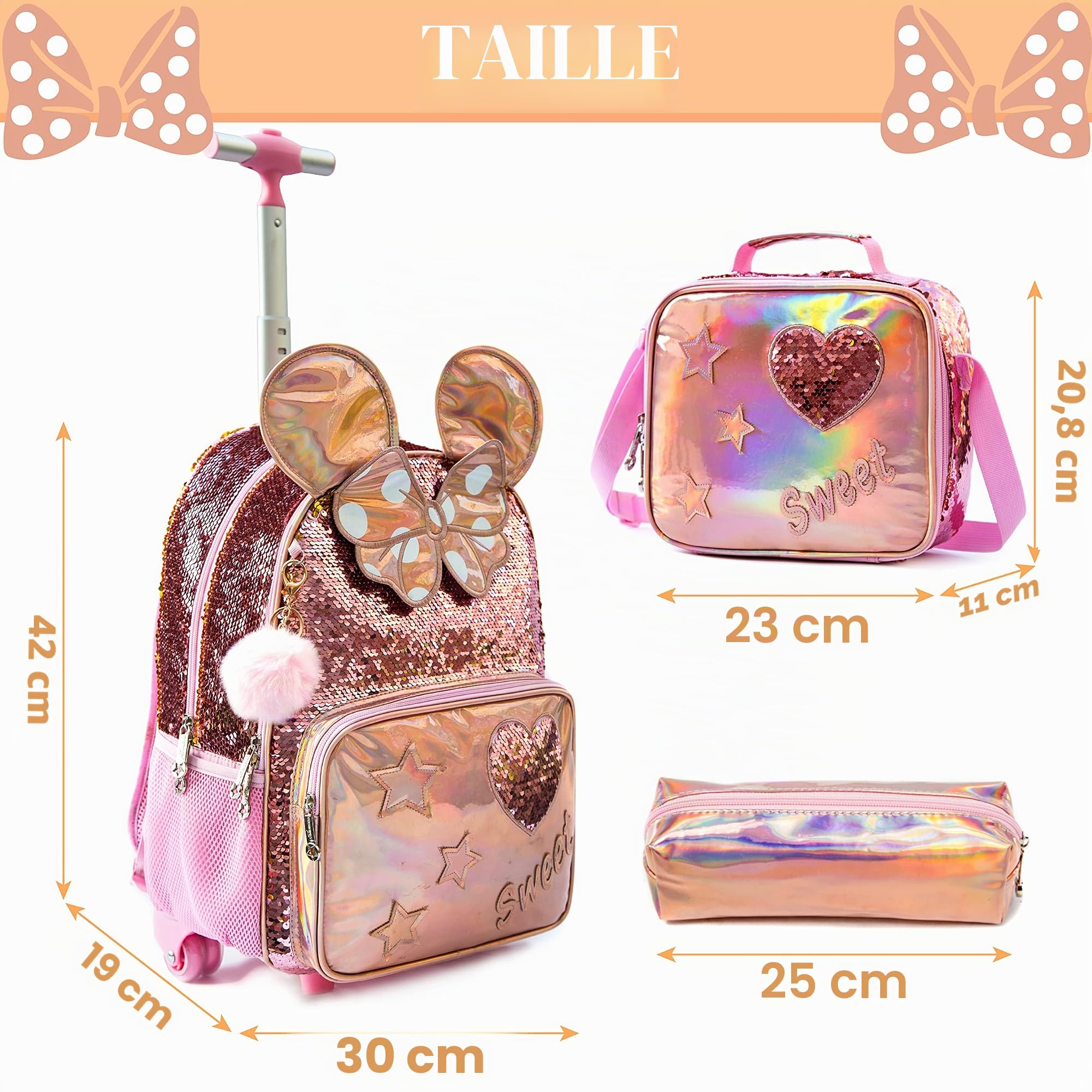 Pop It Fidget Toys Sac a Roulette Fille,16inch Cartable Fille Primaire Roulette Pop Licorne Push Bubble Sensory Squeeze Squeeze Sac à Roulette,Convient aux enfants du primaire et de la maternelle.,