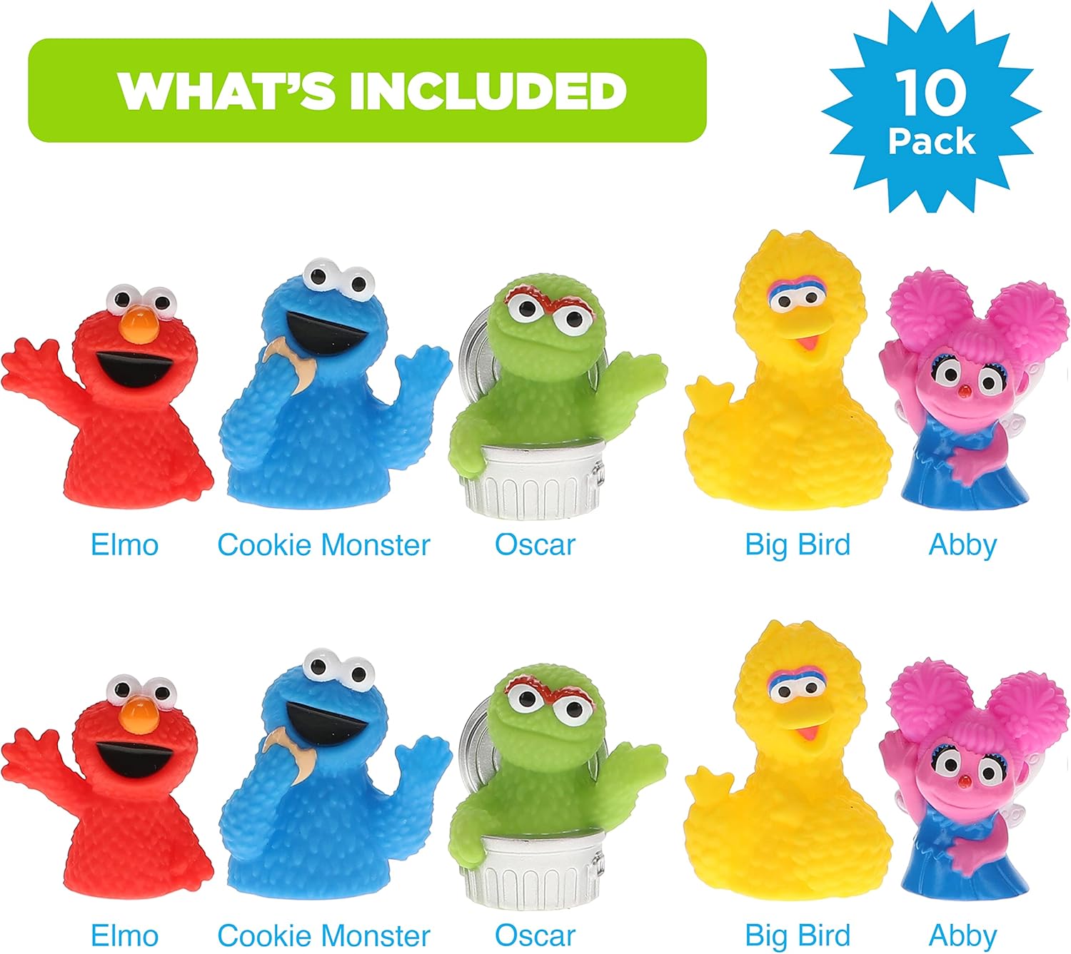 Sesame Street 10 Piece Finger Puppet Set - Educational Party Favors & Bath Toys