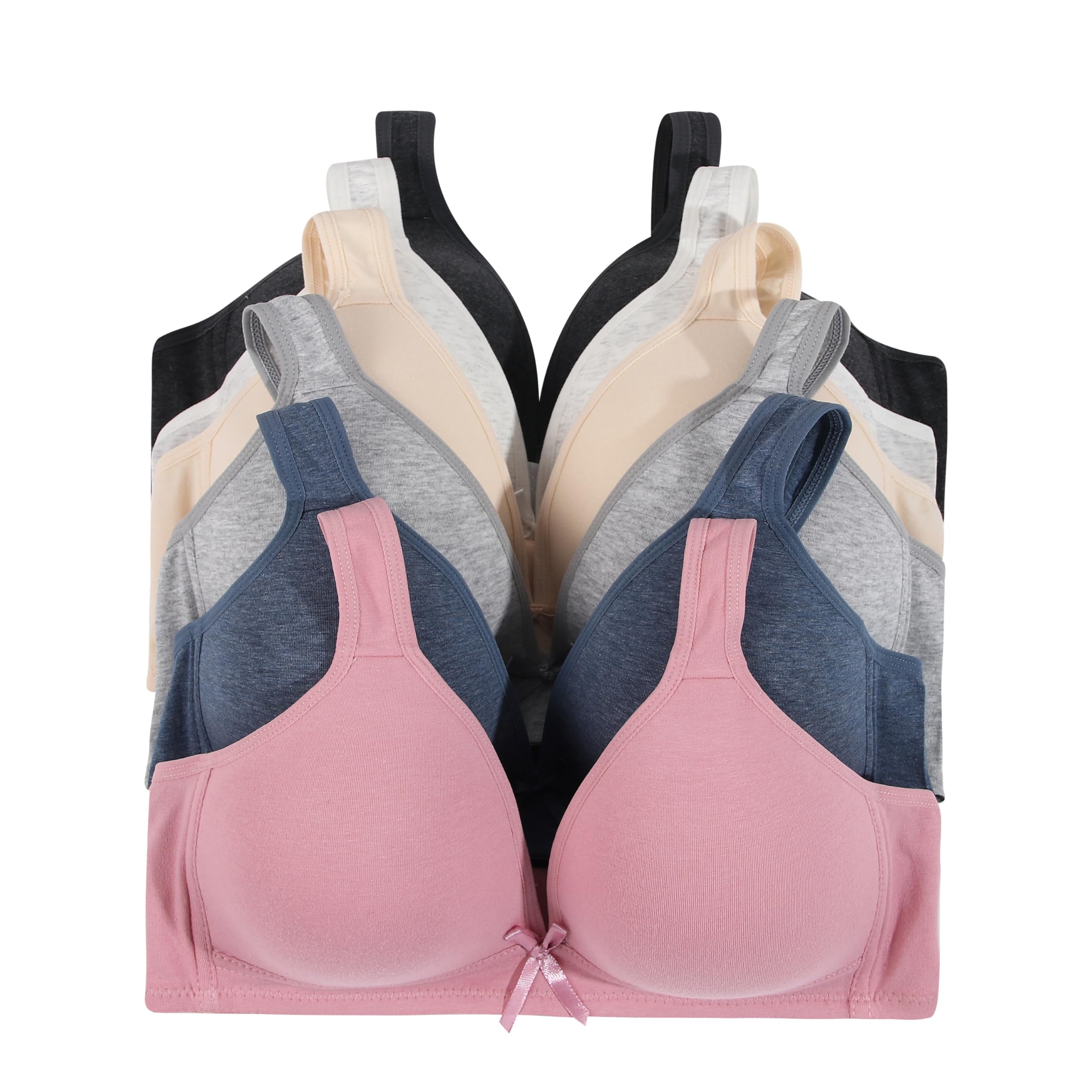 Viola's Secret 6 Pack of Color Print T-Shirt Bras B Cup C Cup and D Cup