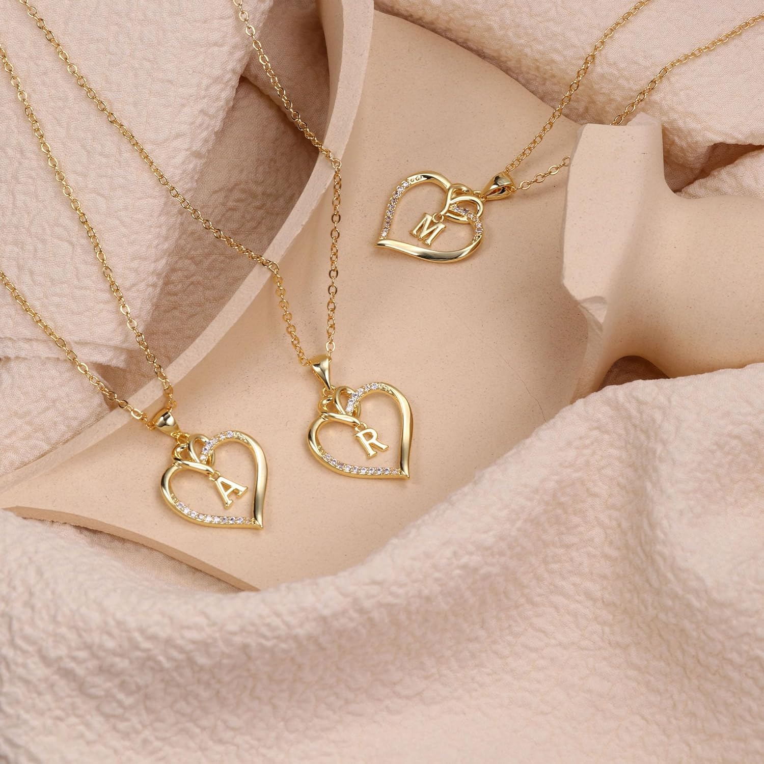 STORUP Valentines Gifts for Her Teen Girls - Heart Initial Necklaces for Women Girls, 14K-Gold-Plated CZ Initial A-Z Heart Necklaces for Teen Girl Jewelry Valentines Gifts for Women Mom Wife Sister - Image 5
