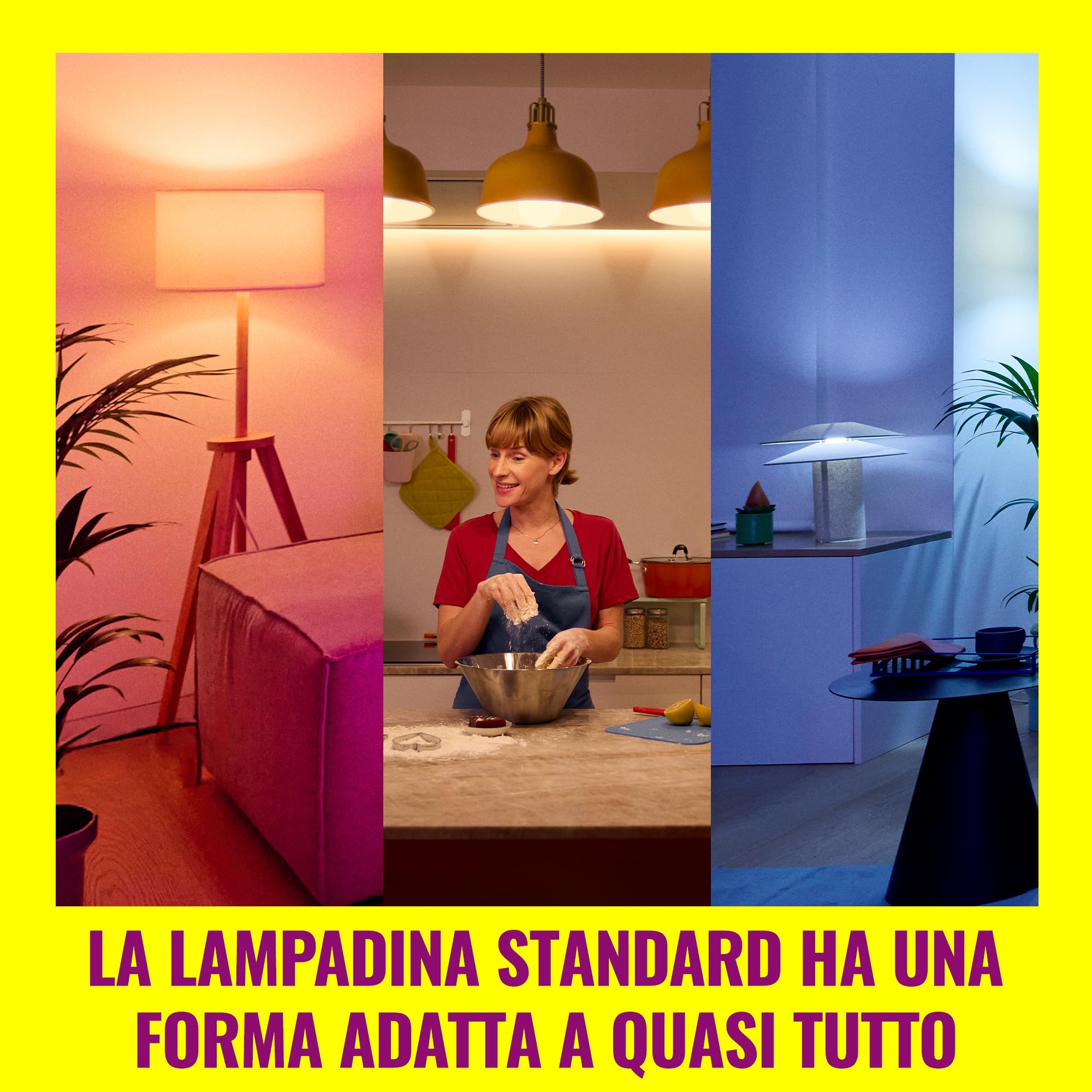 WiZ Lampadina Smart LED A60, a colori e bianco Regolabile, attacco E27, equivalente 60 W, 806 lumen, intensità regolabile, compatibile con Alexa, Google Assistant e Apple Home, conf. da 4