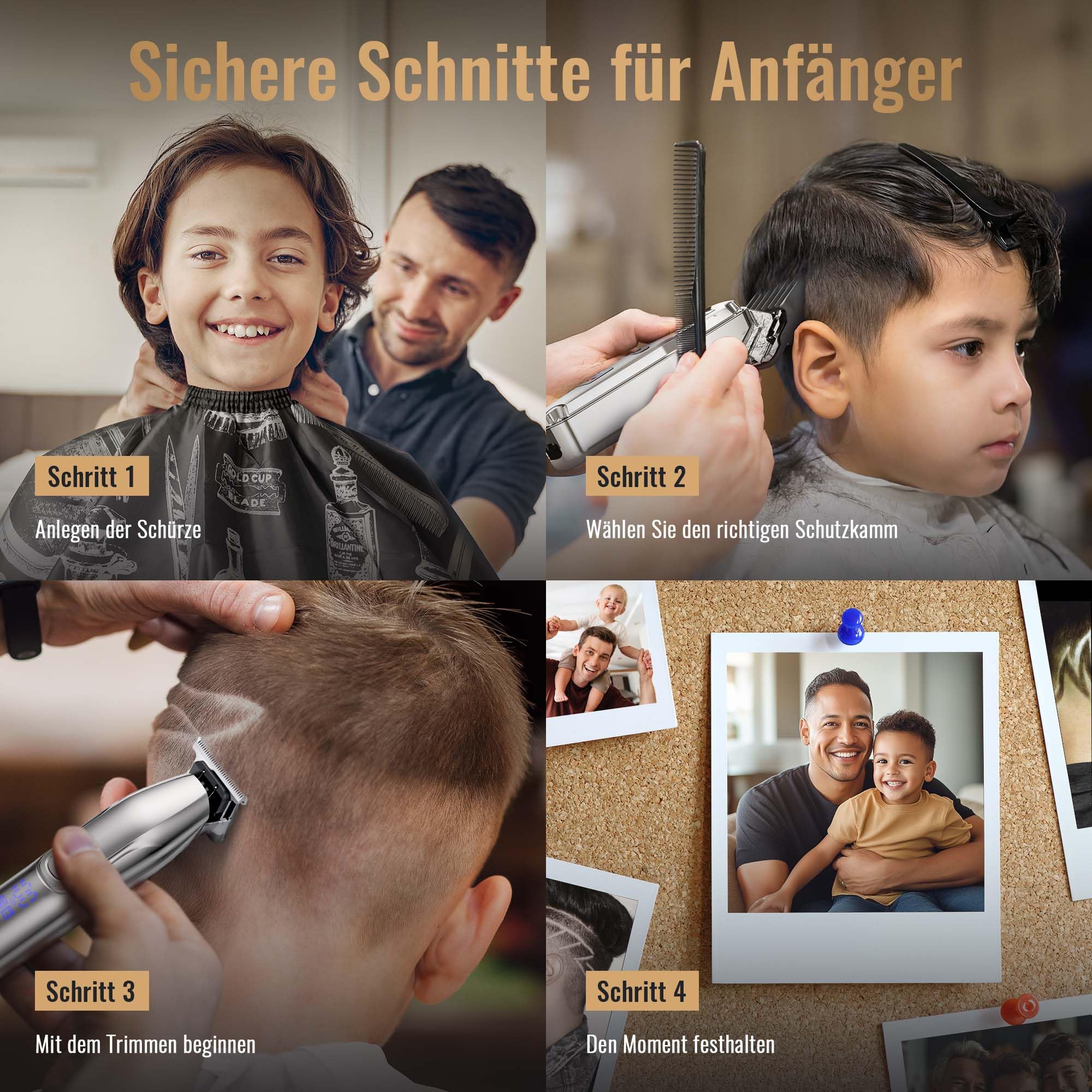 Jack & Rose Haarschneidemaschine Profi Haarschneider Kabellos Wiederaufladbar IPX7 Wasserdicht Bartschneider Herren Pflegeset