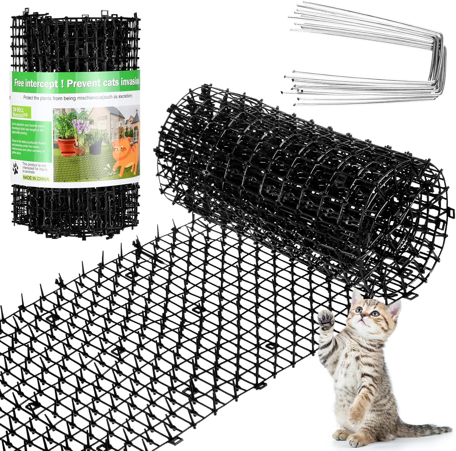 Chunful 2 Pcs Cat Deterrent Mat with Spikes 19.7 ft Cat