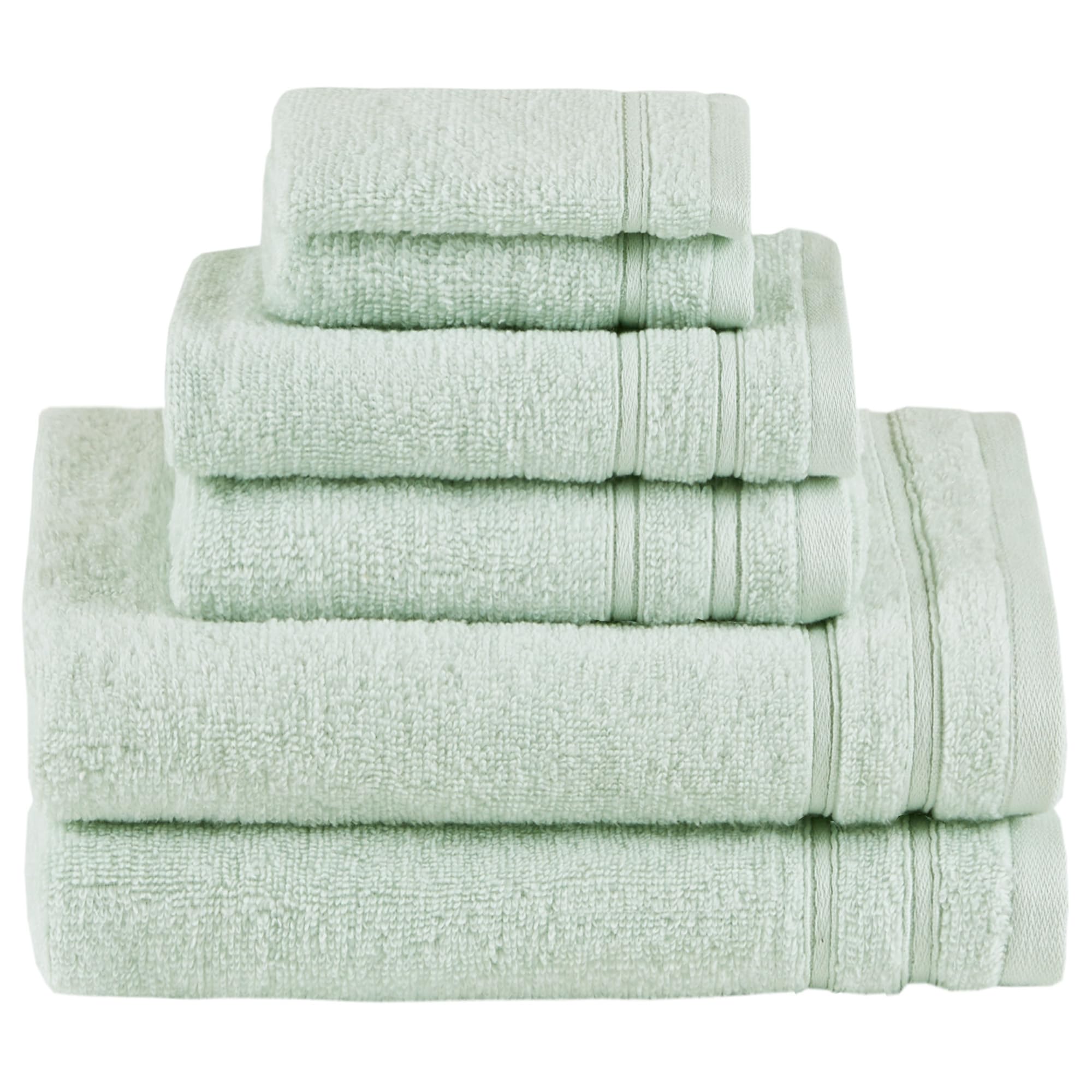 Comfort Spaces Set da 6 pezzi (2 teli da bagno, 2 asciugamani, 2 salviette), 100% cotone ad asciugatura rapida, leggero e morbido, verde marino