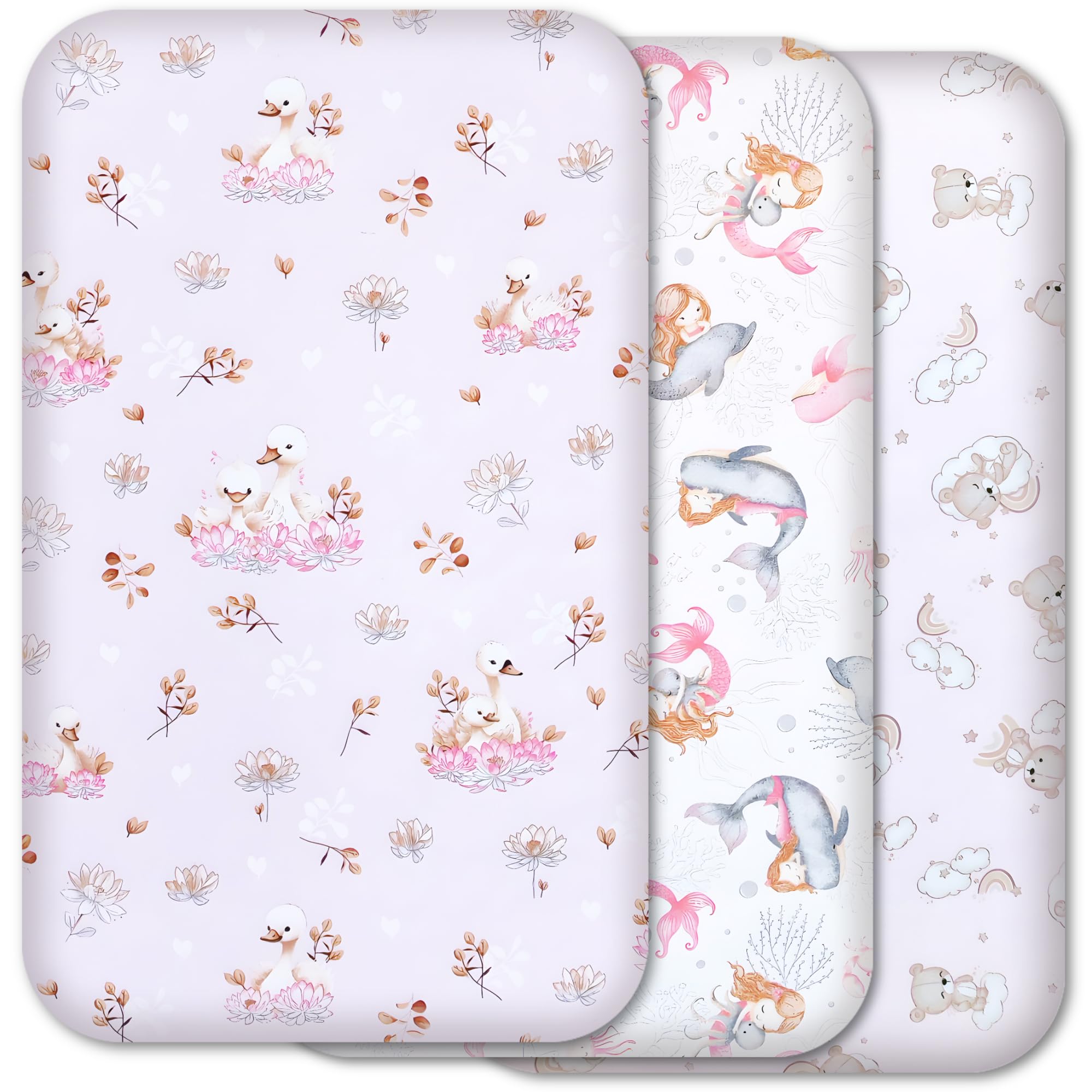 Next to Me Crib Sheets 83x50cm – 100% Cotton, 3- Pack, Soft & Breathable Baby Bedding Set of 3 Snug Fitted Baby Sheets for Bedside Cribs (83x50cm, SET 5-3pcs)