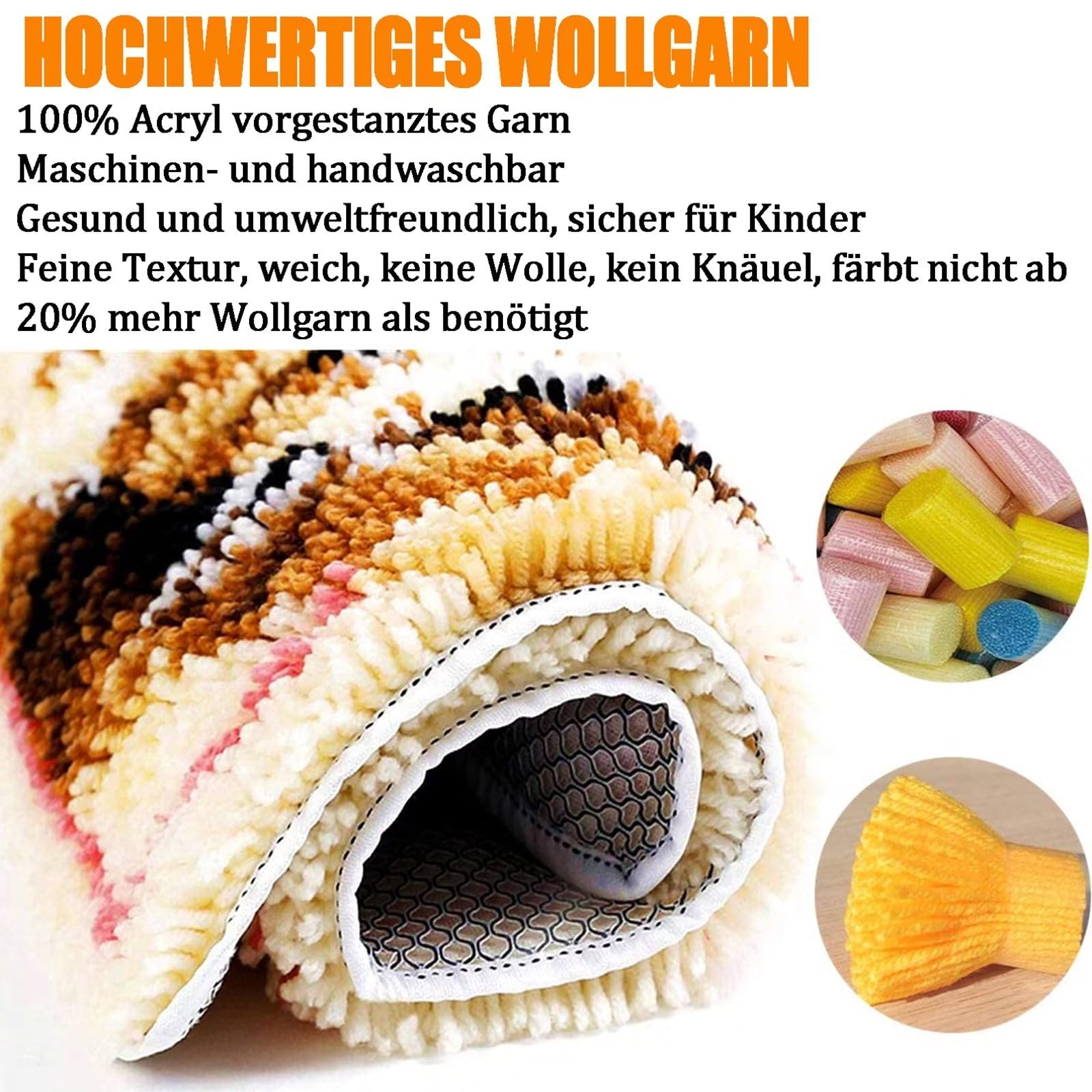 Kit Per Tappeto Annodato Fai Da Te - Con Cuscino E Attrezzi - Design Montagna 80x115 Cm - Foto 9