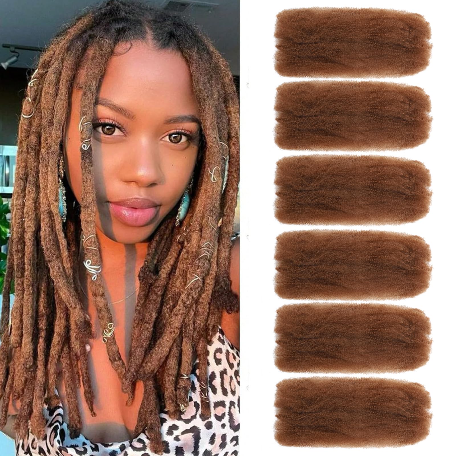 TOOPBIUTI Afro Kinky Bulk Hair 16 Inch Spring Twist Braiding Hair Bulk Locs Dreadlock Extensions Afro Kinky Curly Crochet Braid (30#