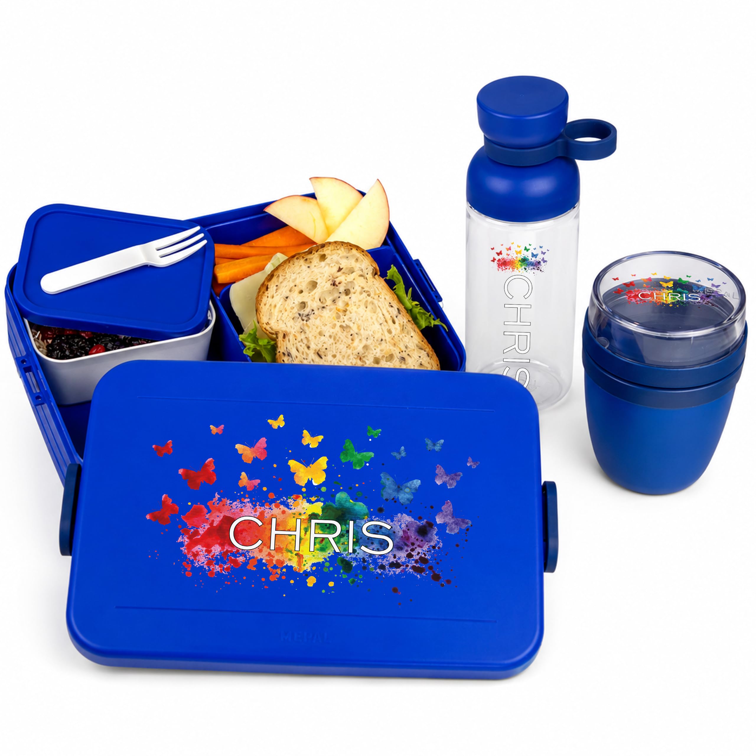 Mepal Personalisierte Brotdose Trinkflasche | Regenbogen Farb Explosion