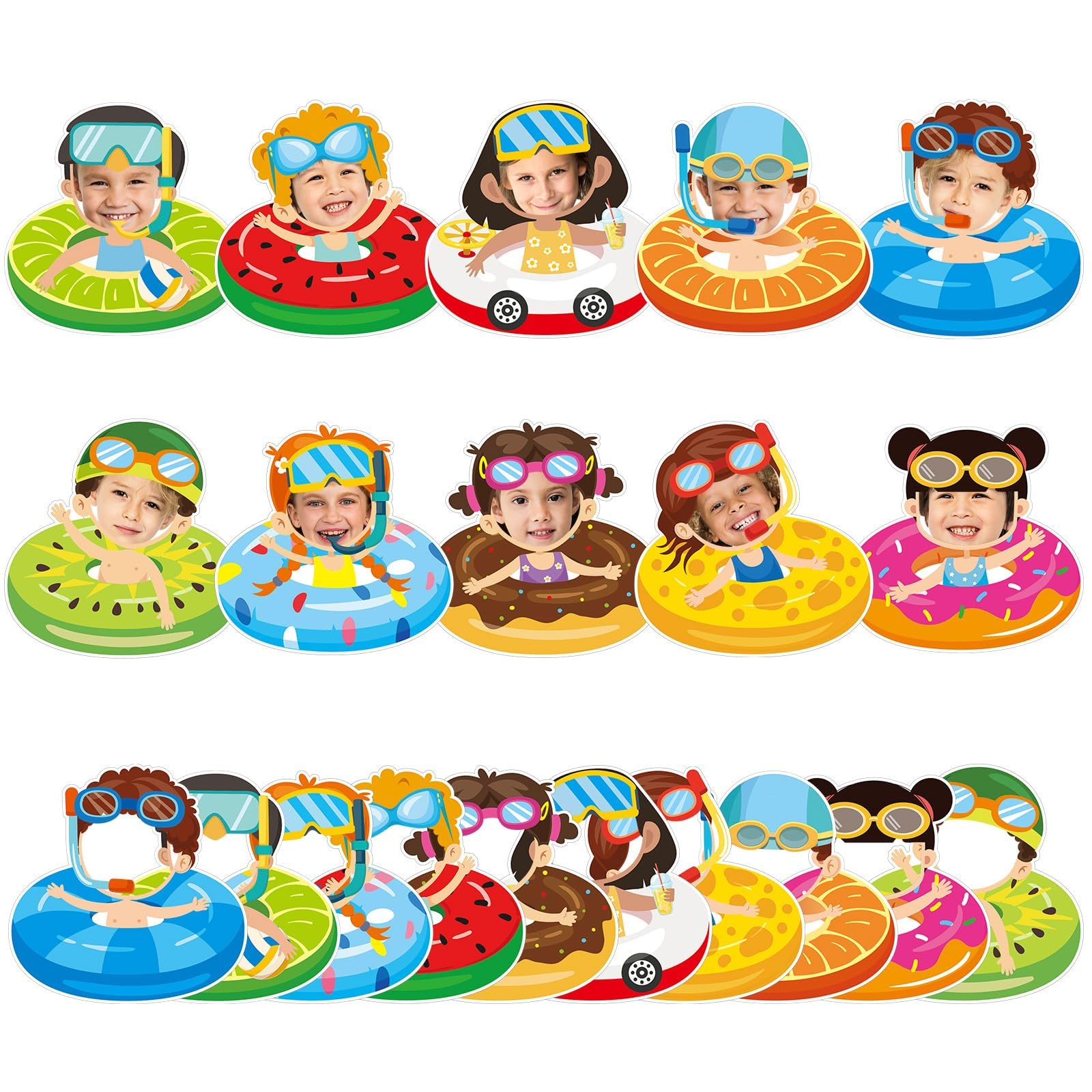 gisgfim 80Pcs Summer Cutouts Swim Ring Decorations Bulletin Board Summer Hawaiian Paper Cut-Outs Classroom Decor for Boy Girl DIY Craft Photo Wall