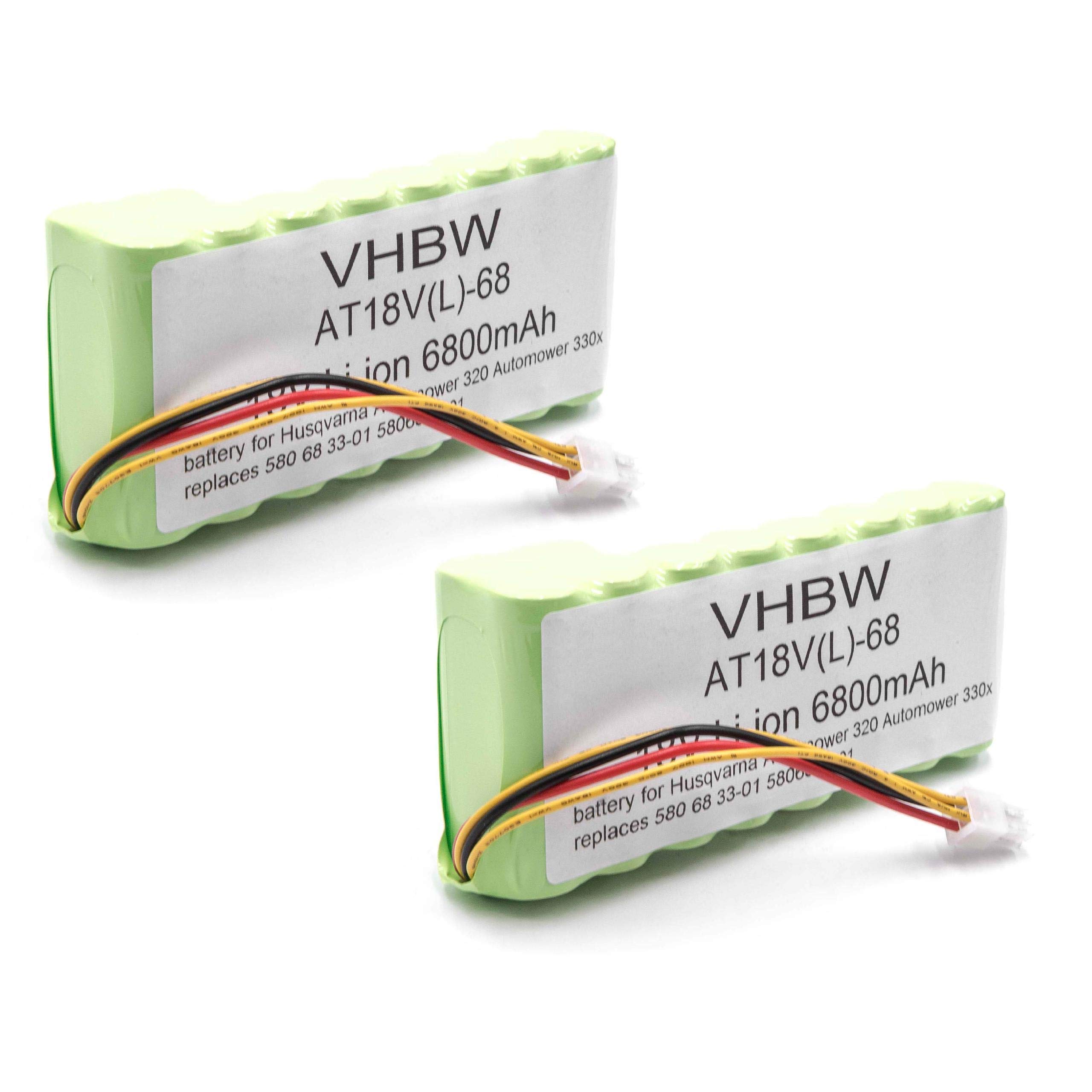 vhbw 2 x akumulator litowo-jonowy 6800 mAh (18 V) do automatycznej kosiarki Husqvarna Automower 320, 330 x (wymagane 2 baterie), 420, 430, 430X, 450X