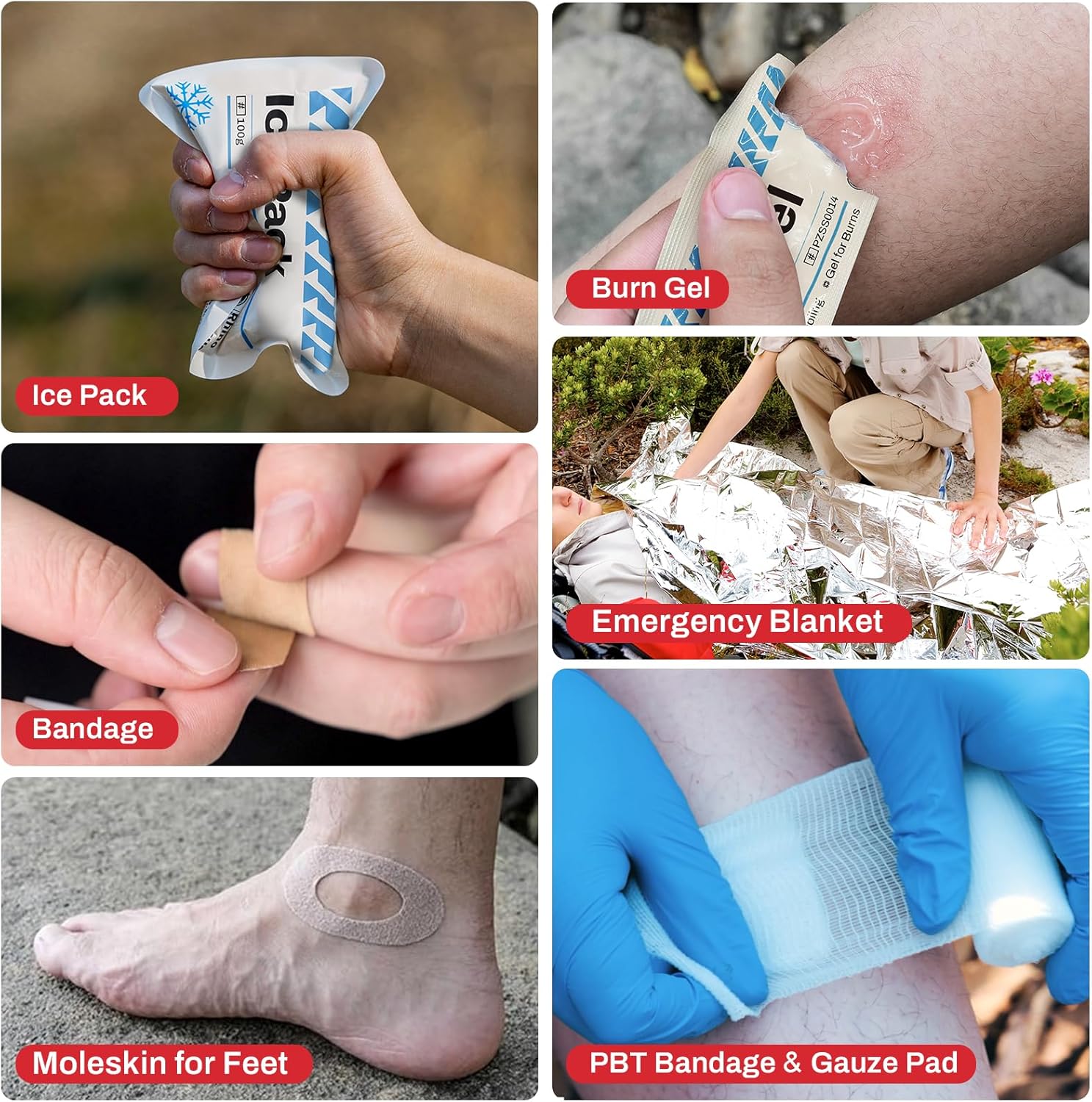 RHINO RESCUE EVA First Aid Kit, Small Waterproof Emergency Hiking First Aid Kit for Backpacking, Medical Kit for Travel, Home, Car, College Dorm Room, Camping, Boat, Back to School (Red) - Image 7