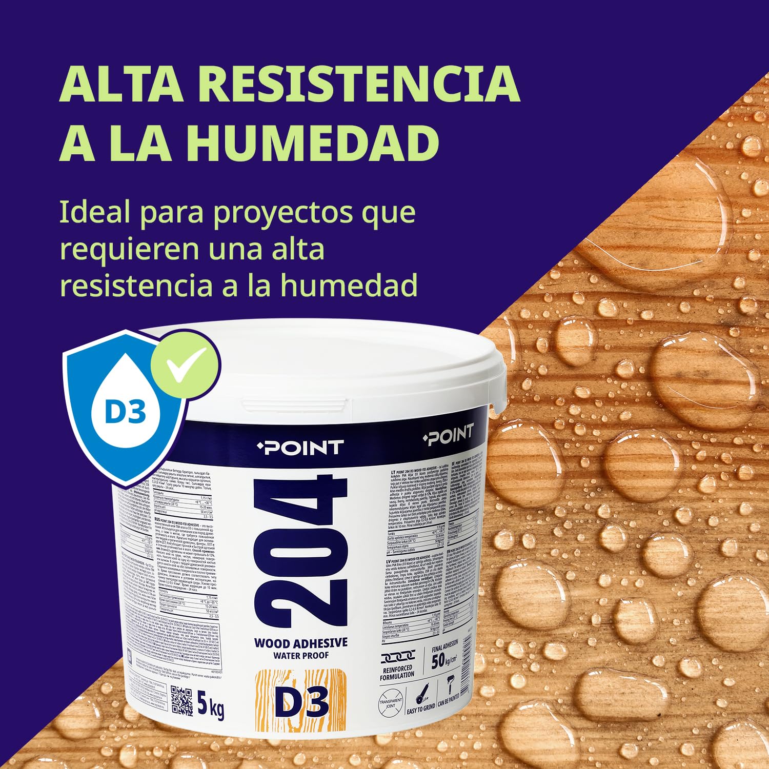 Pegamento para madera Pegamento fuerte de PVC D3 5 kg Pegamento para madera ultrafuerte resistente al agua para muebles, madera contrachapada MDF y más, secado rápido, pe