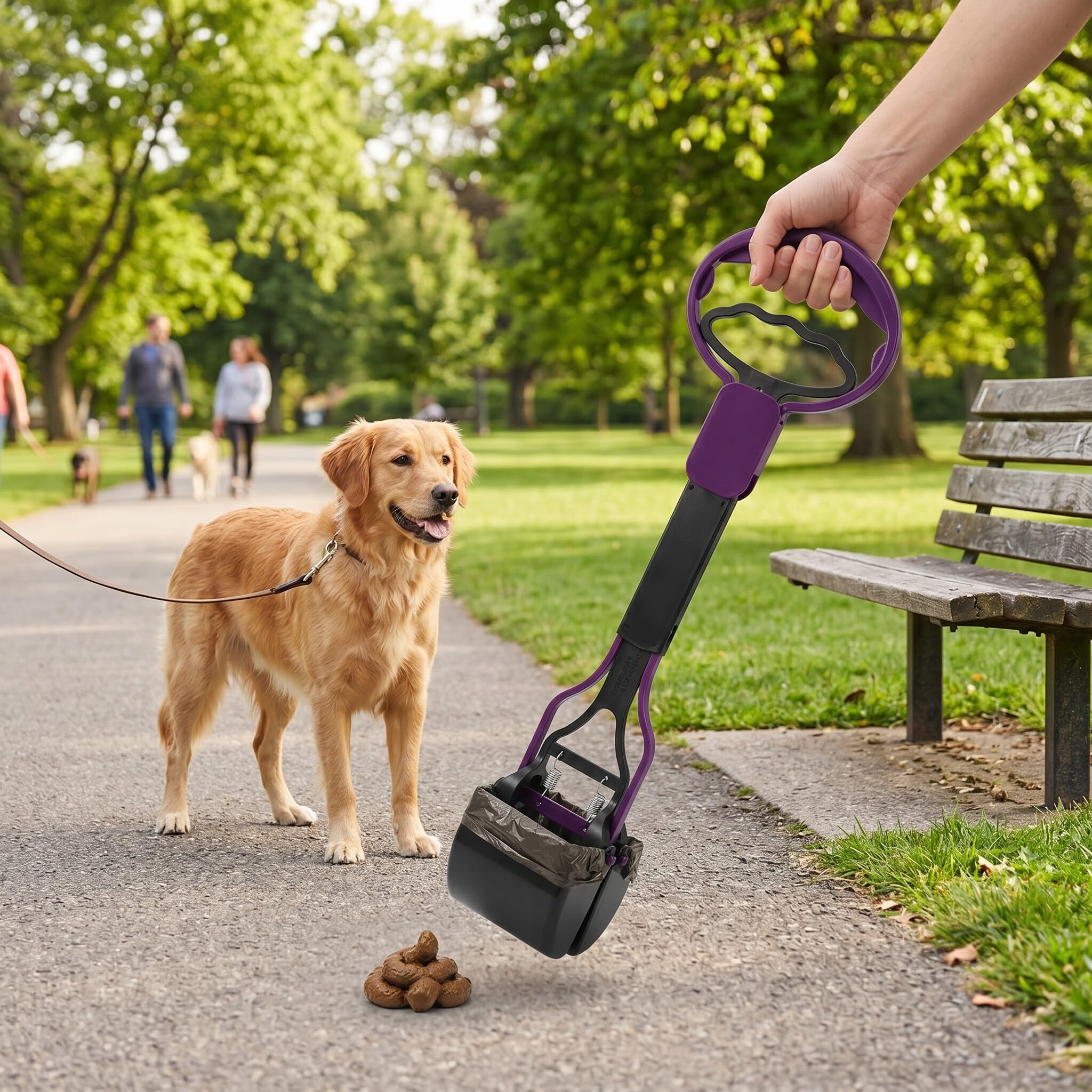 Wakects Paletta per Escrementi di Animali con Manico Lungo, 28 cm, Portatile, Viola, 28 x 8,7 cm
