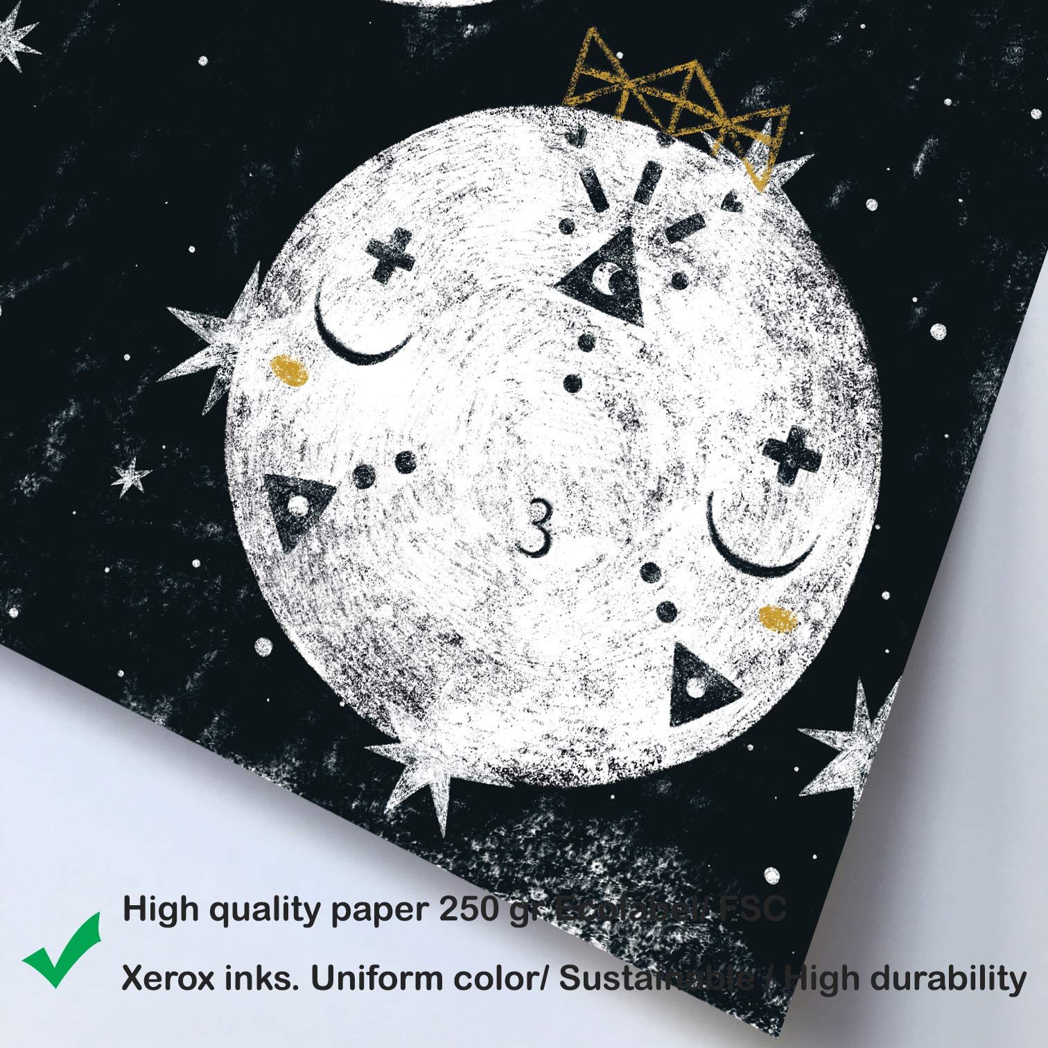 Nacnic Set of 3 posters for children and children's room Scandinavian style and size planets A3Lunas unframed - Image 2