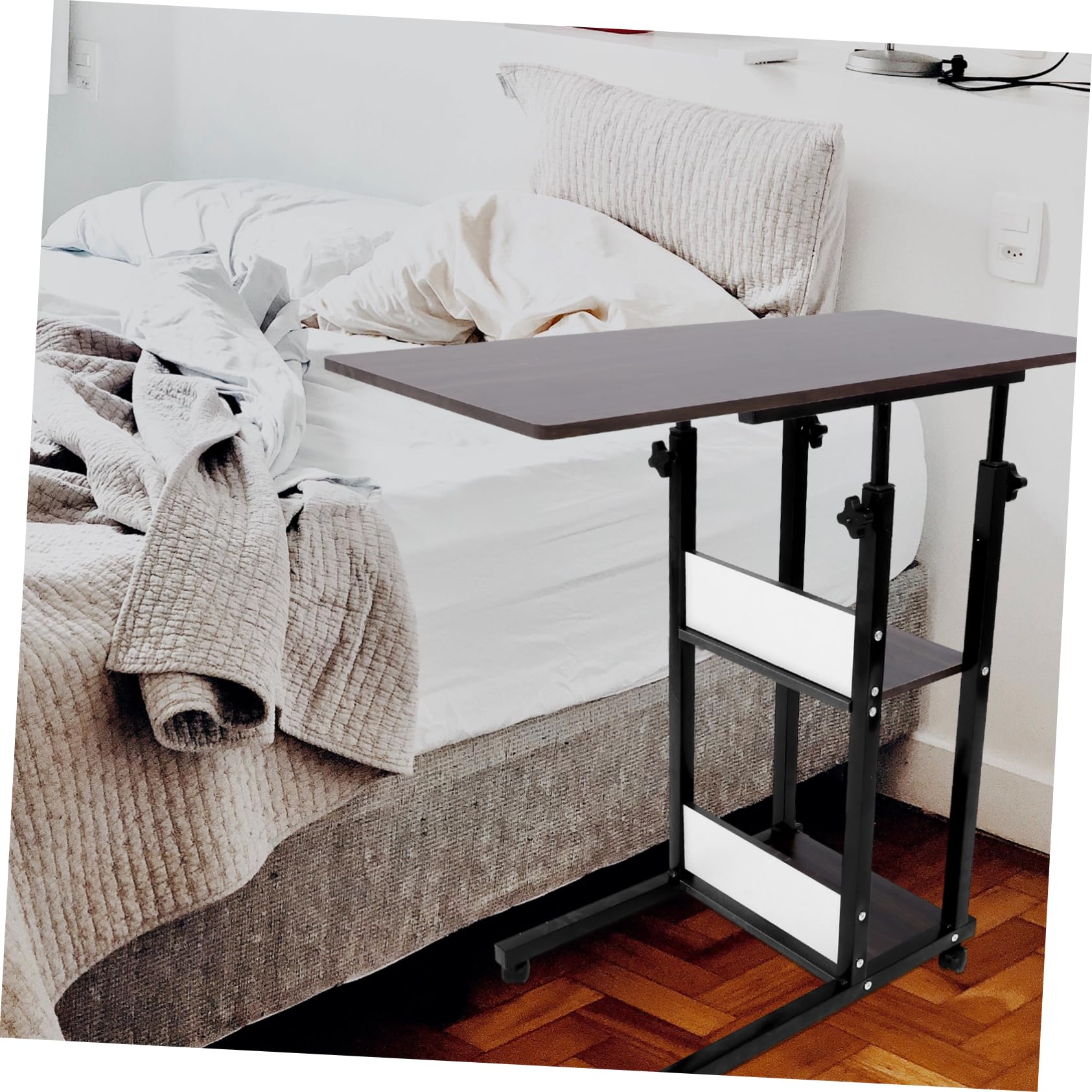 Unomor 1set Folding Bedside Table for Laptop Use Small Ample Workspace Stylish Design for Bedroom Dorm for Studying and Leisure Activities