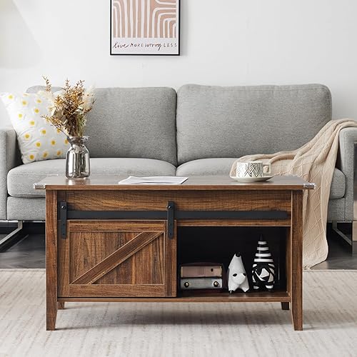 Miniatura 7 de VINGLI Mesa de centro con tapa elevable, 36 pulgadas, pequeña mesa de centro de madera con almacenamiento, mesa central rectangular de madera con