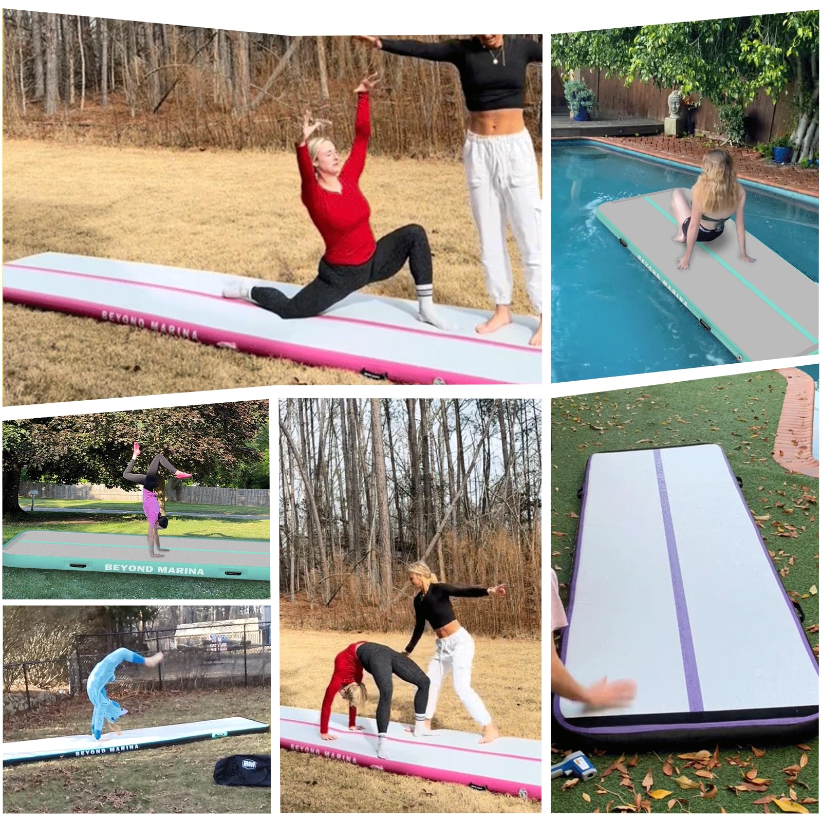 BEYOND MARINA Turnmatte Aufblasbar, Air Matte Track, Air Tracking Matte, 3m 4m 5m 6m Gymnastikmatte Tumbling Matten 10/20cm hoch mit pumpe für Zuhause, Trainingsmatte, Fitnessmatte, Yogamatte