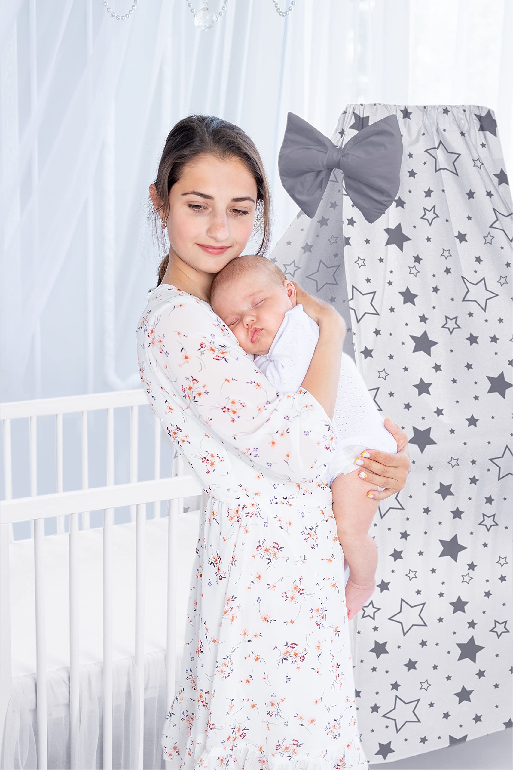 Baldacchino Per Lettino Roba - Bianco, 160x250cm, Cotone E PES, Aria Circolante - Foto 9