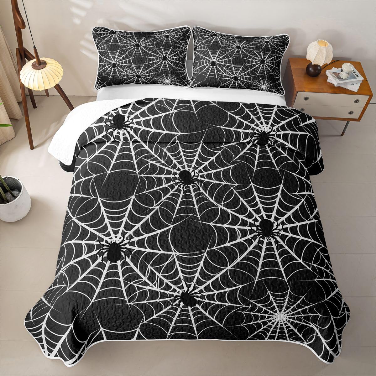 Homewish Set copripiumino matrimoniale per Halloween, 3 pezzi