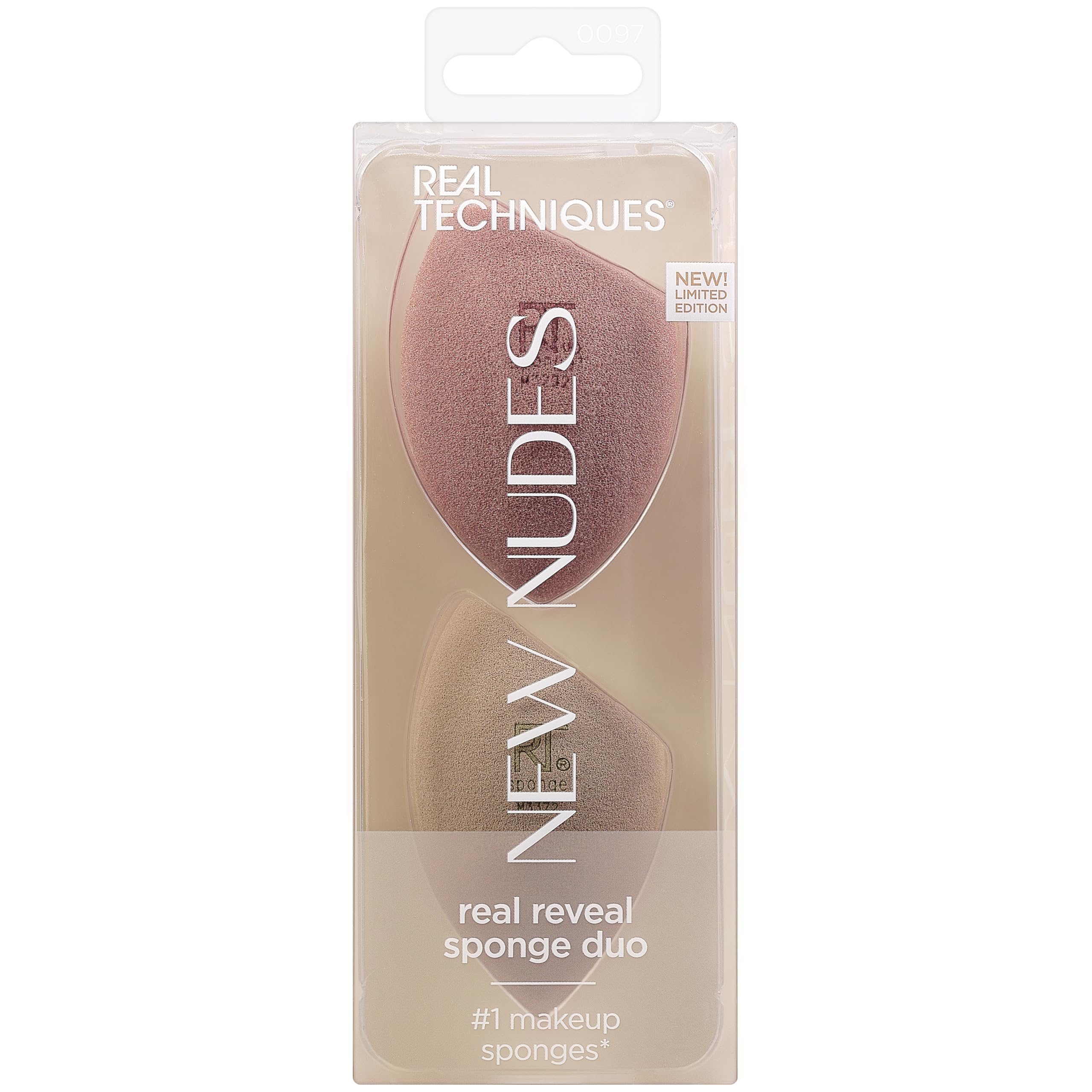 New Nudes Real Reveal Sponge Duo, Makeup Blending Sponges For Foundation, For Dewy Or Matte Makeup, Offers Light, Medium, Or Full Coverage, Latex-Free Foam, 2 Piece Set
