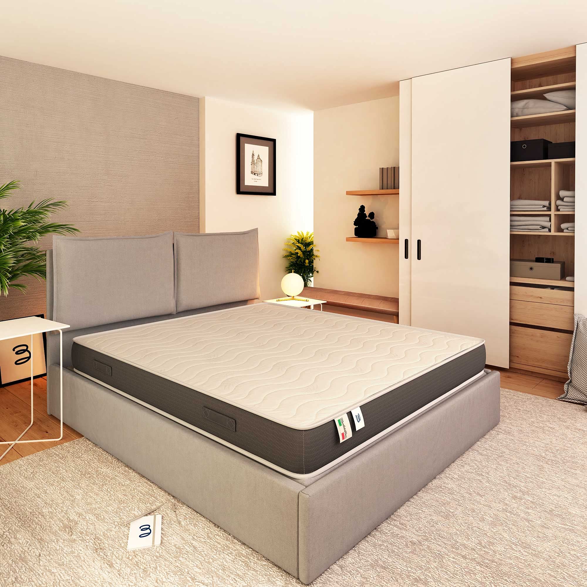 Baldiflex Materac Waterfoam Pojedynczy rozmiar 13 cm, z powłoką Aloe Vera Opaska 3D do masażu, ergonomiczny, Oddychający, 120 x 200 cm Wysokość 13 cm
