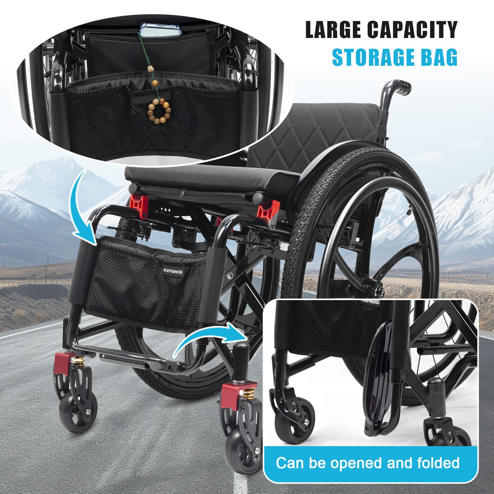 Silla De Ruedas Deportiva Ligera Plegable Todo Terreno,silla De Ruedas De Aleación De Aluminio,sillas De Ruedas Manuales Autopropulsadas,Ruedas de extracción rápida pulsando un botón(Seat width 44cm/1