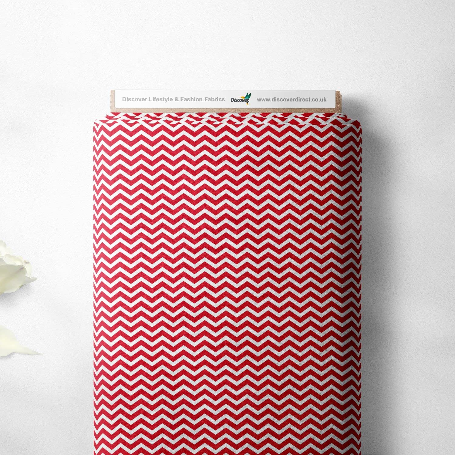 Discover Lifestyle & Fashion Fabrics Red 100% Cotton Chevron Zig Zag Lines Design Children Kids Craft Quality Fabric Material | 55" - 140 Cm Wide (Per Half Metre, )