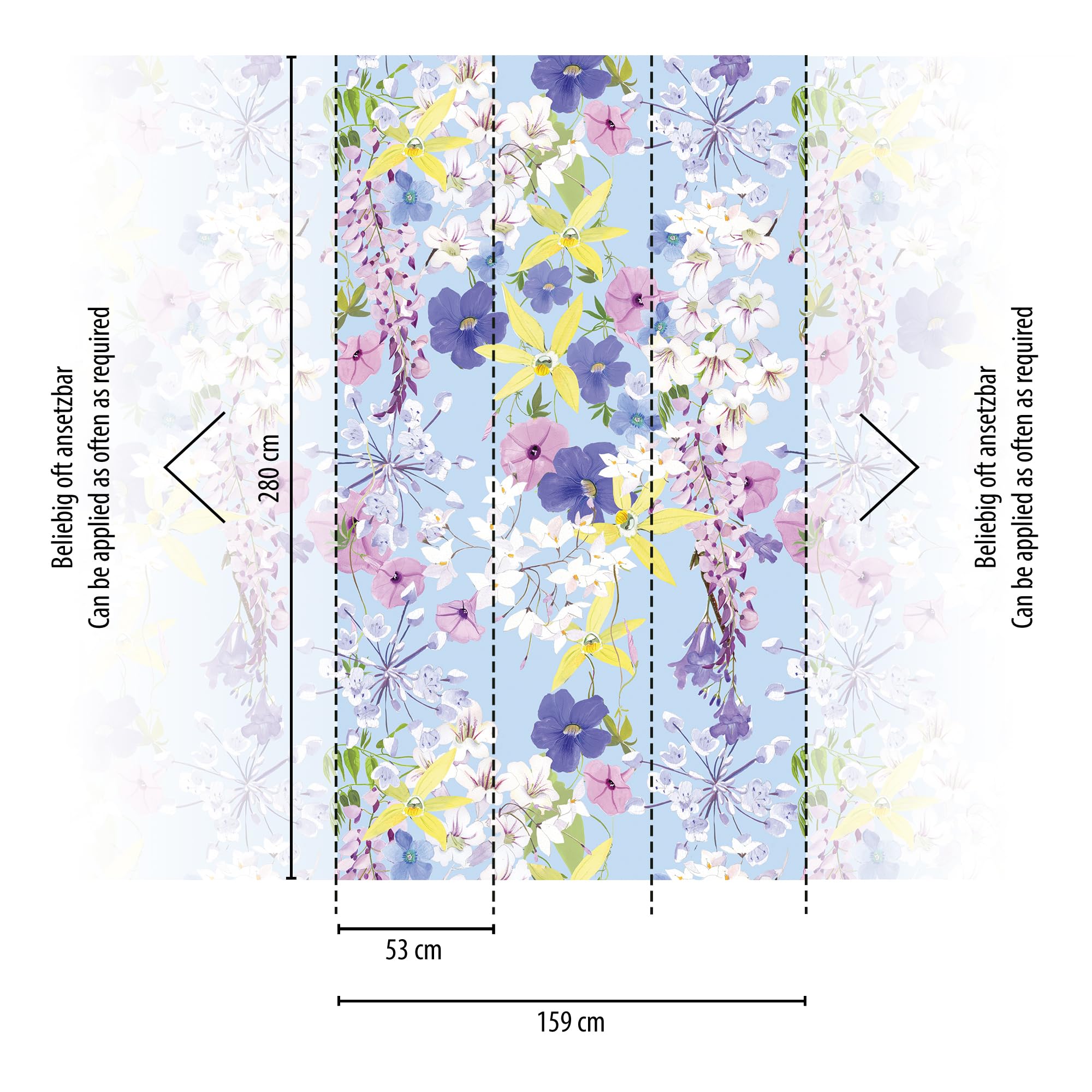A.S. Création Non-Woven Wallpaper Flowers in Lilac, Yellow and Blue, Wall Wallpaper for Various Rooms - Image 4