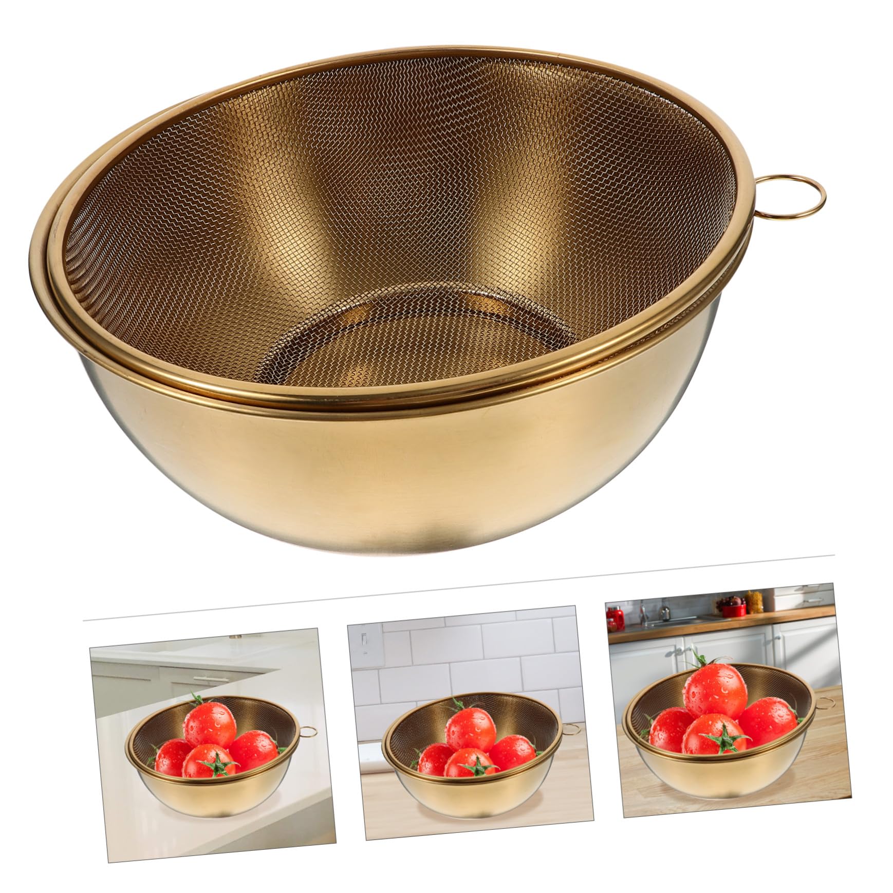 Colador para Lavar Arroz y Escurrir Alimentos de 22cm de Acero Inoxidable Resistente y Seguro Adecuado para Cocina Interior y Camping al Aire Libre