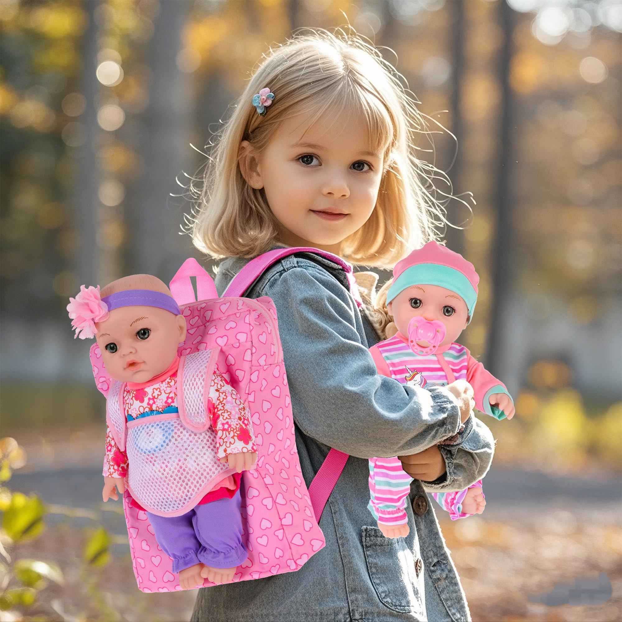 Muñeca de bebé de 12 pulgadas y accesorios, muñecas de bebé Reborn de la vida real con 3 juegos de ropa, mochila, chupete, botella 6