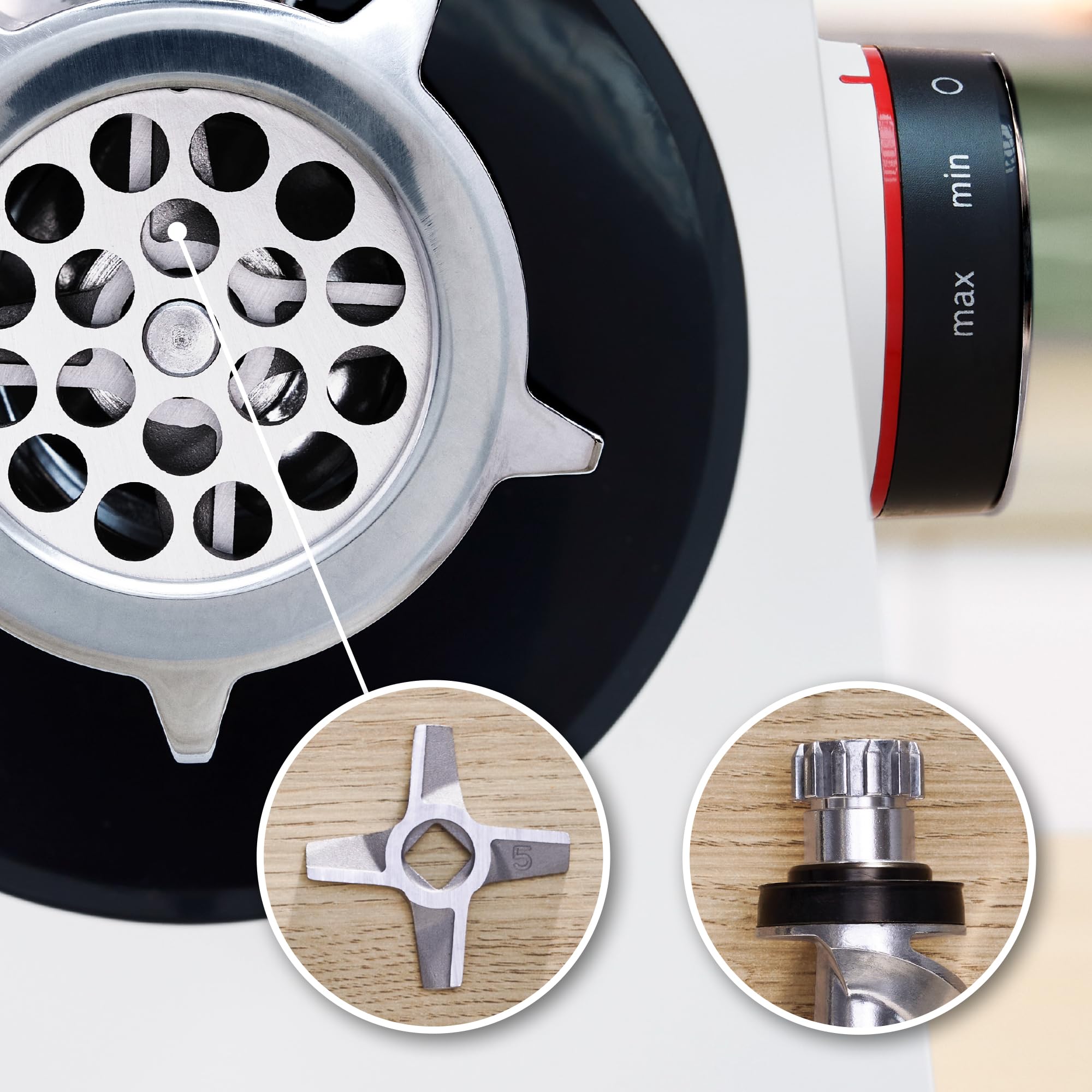 Bosch - Picador de carne, MultiPower, Serie 4, 1900 W, Molinillo, Accesorio para salchichas, Blanco, MFWS420W