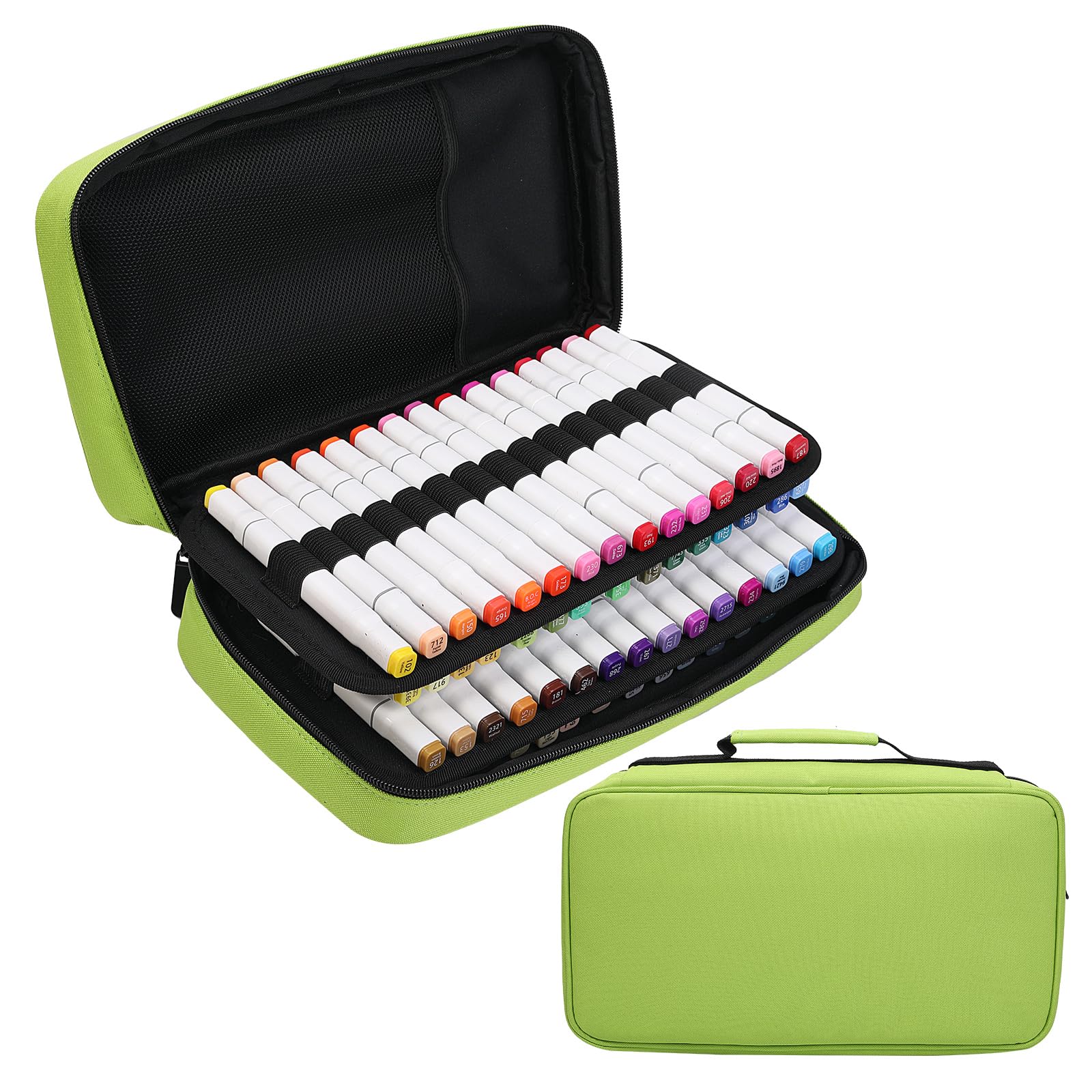 BOMKEE 60 Slots Marker Organizer Case, Large Canvas Bag for Markers, Art Supplies, Travel Accessory