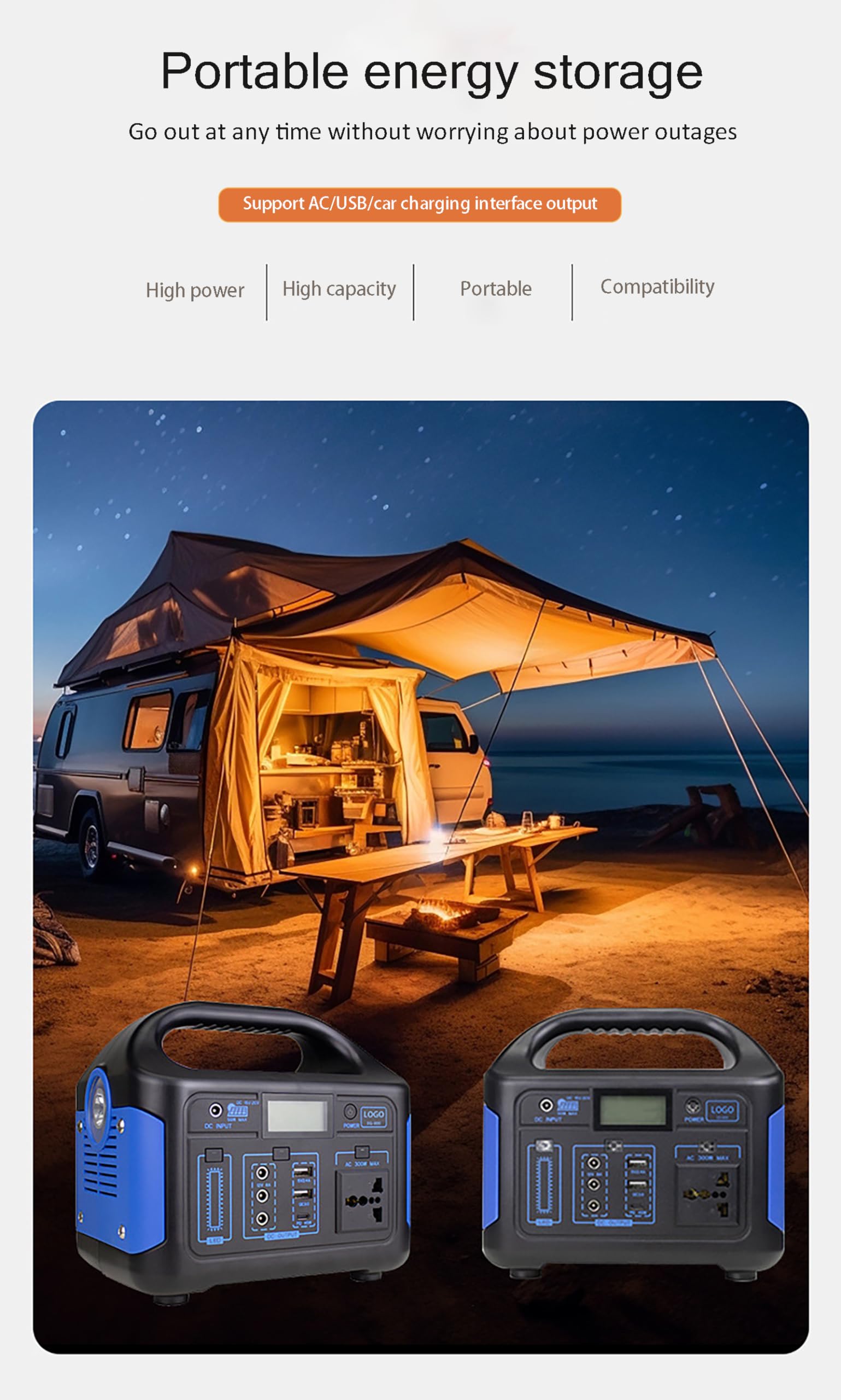 Centrale électrique Portable 300 W, générateur Solaire, Batterie au Lithium, Batterie Externe Portable avec Prise Secteur 100 V-240 V CA, pour Camping, Secours d'urgence