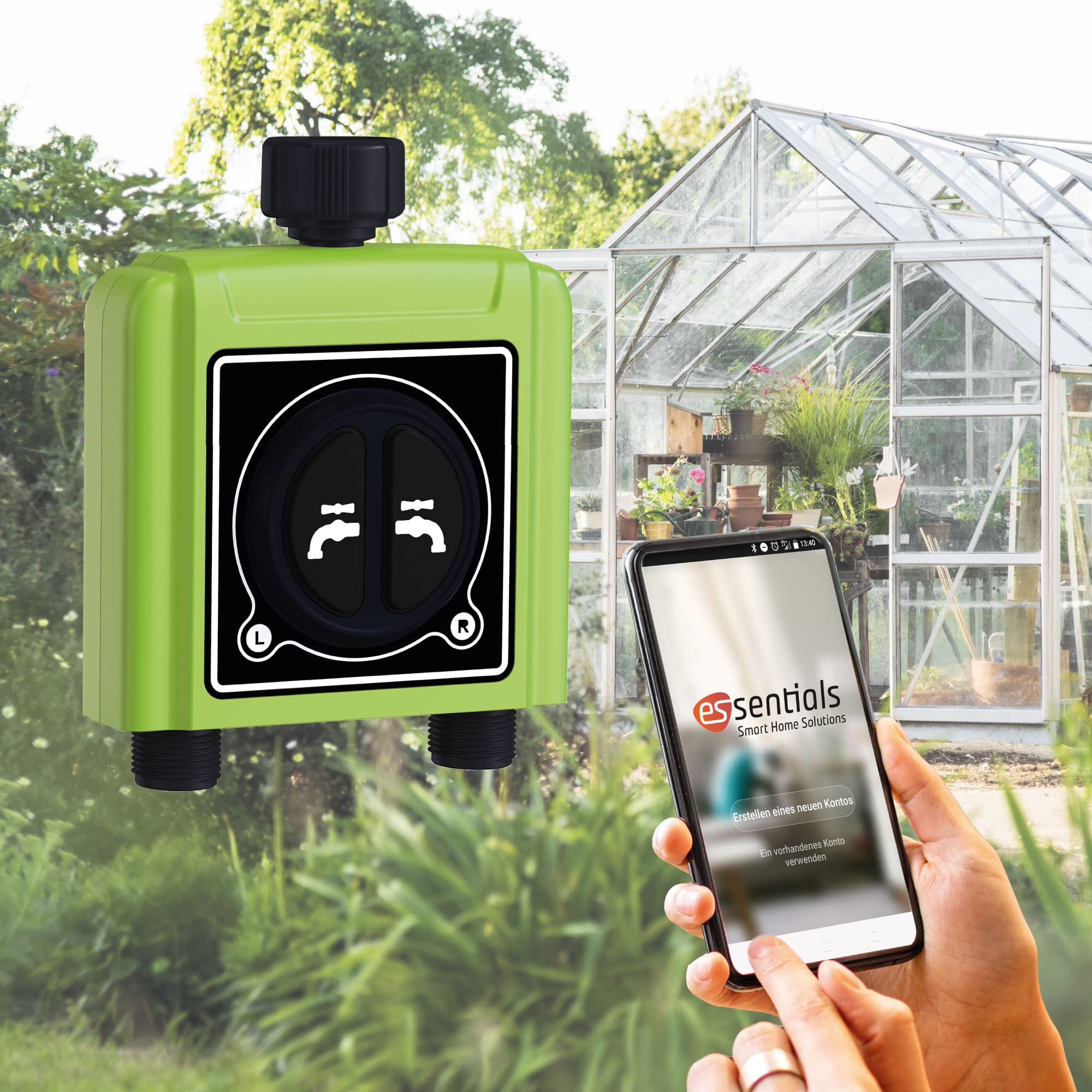 Smart Garden Bewässerungssystem mit zwei Anschlüssen, Zeitprofilerstellung & Bedienung per App – WLAN Bewässerungscomputer plant Bewässerung