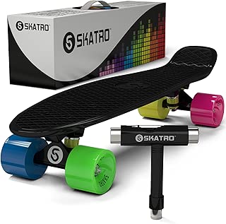 Skatro Mini Cruiser Skateboard. 22x6inch Retro Style Plastic Board Comes Complete - coolthings.us