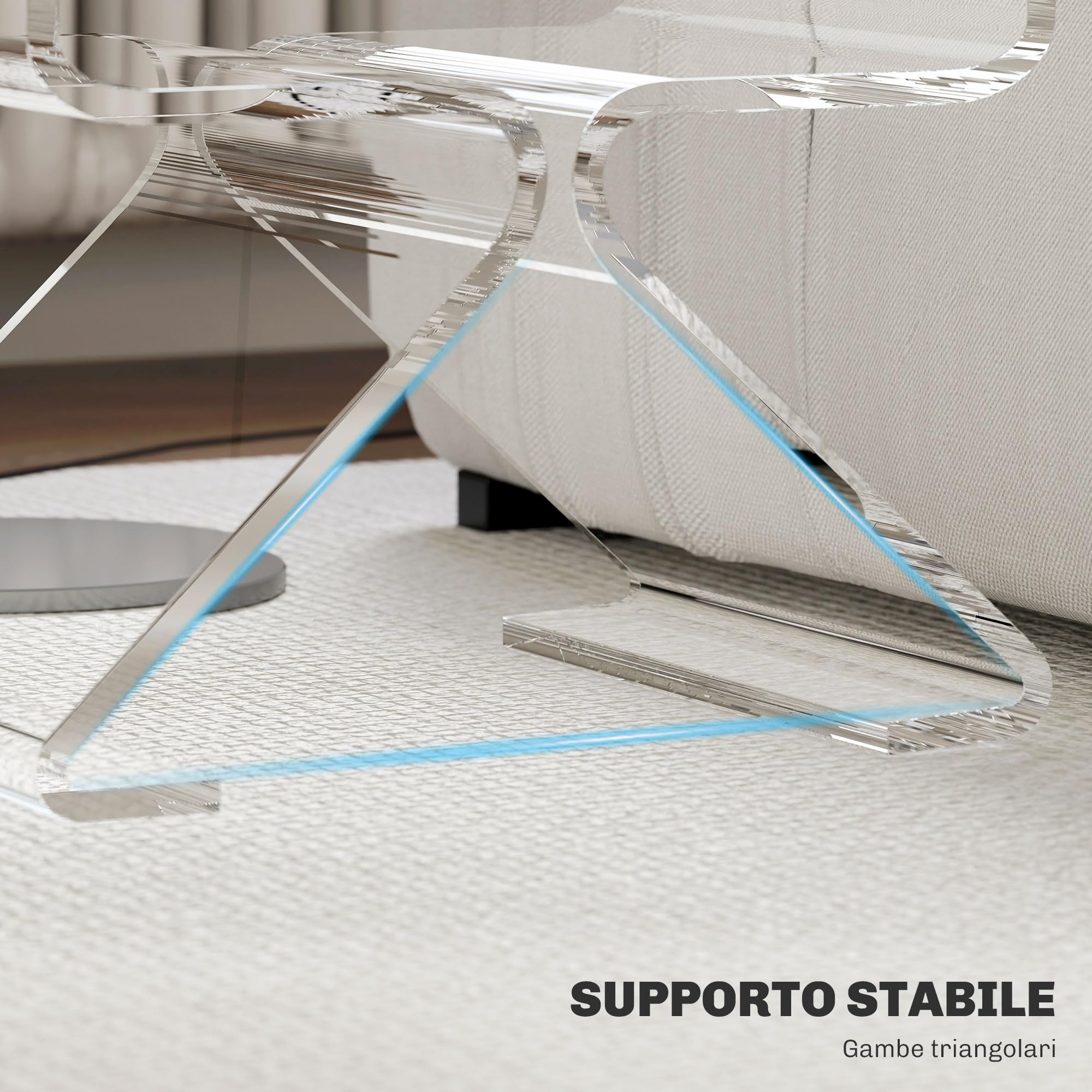 HOMCOM Tavolino Basso Geometrico a 2 Livelli con Gambe Triangolari, Tavolino da Salotto in Acrilico, 40x30x45 cm, Trasparente