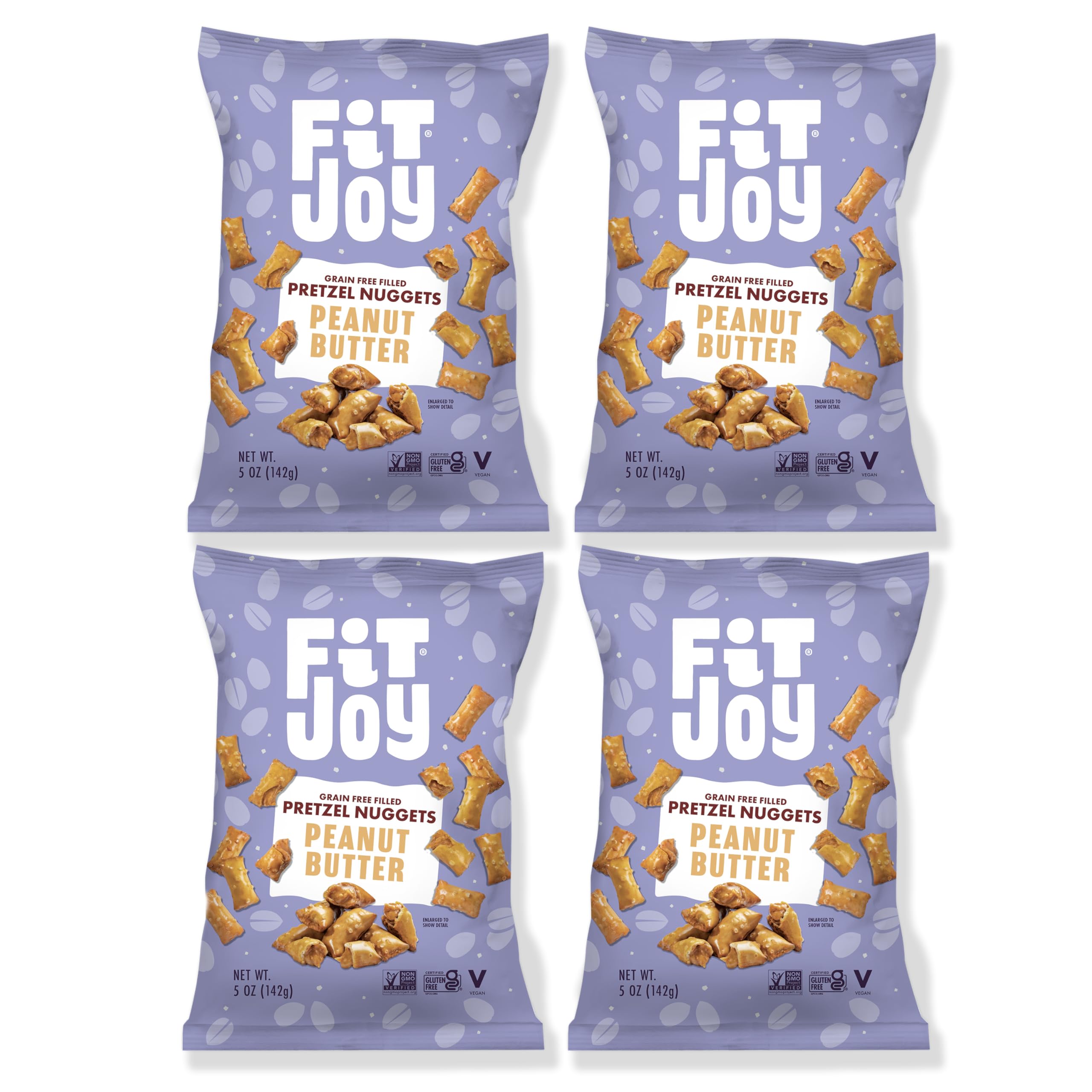FitJoy Peanut Butter Pretzel Nuggets (4 Pack, 5 Oz) – Crunchy Peanut Butter Filled Pretzel Nuggets – Gluten Free, Grain Free Cassava & Chickpea Flour