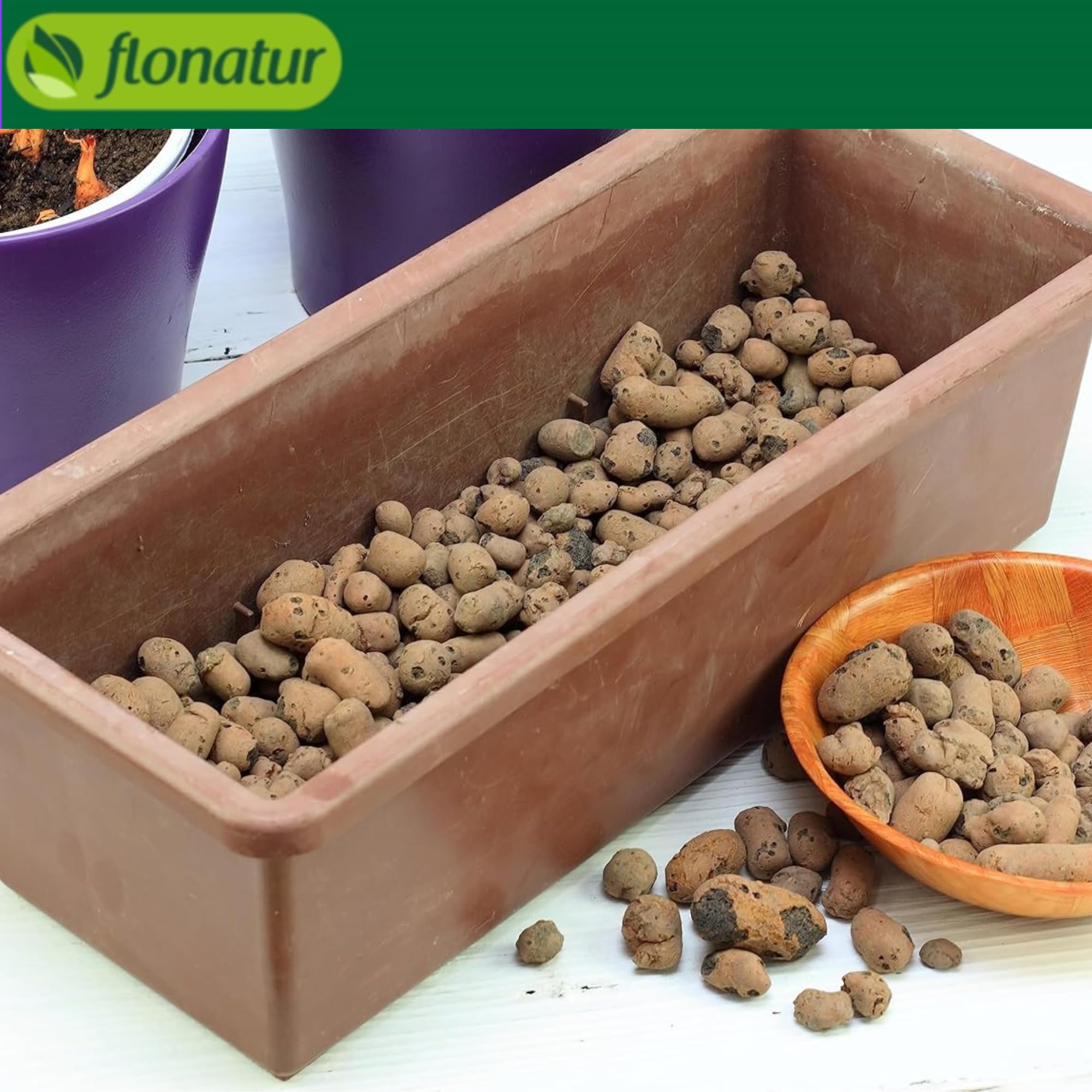 Flornatur Arlita Expandida para Plantas | Bolitas para Macetas y Jardines| Arlita para Drenaje | Forma de Bolas | Tierra Húmeda para Suelo (8 Sacos de 20 litros)