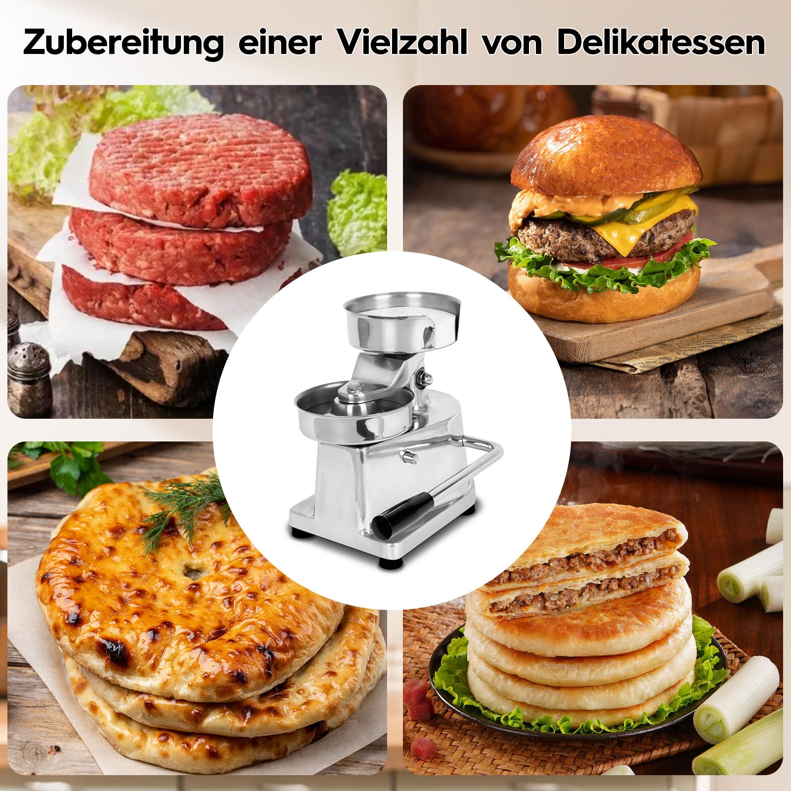 Pressa manuale per hamburger, pressa professionale per hamburger da 13 cm, con separatore antiaderente e piedini in gomma antiscivolo, adatta per uso domestico