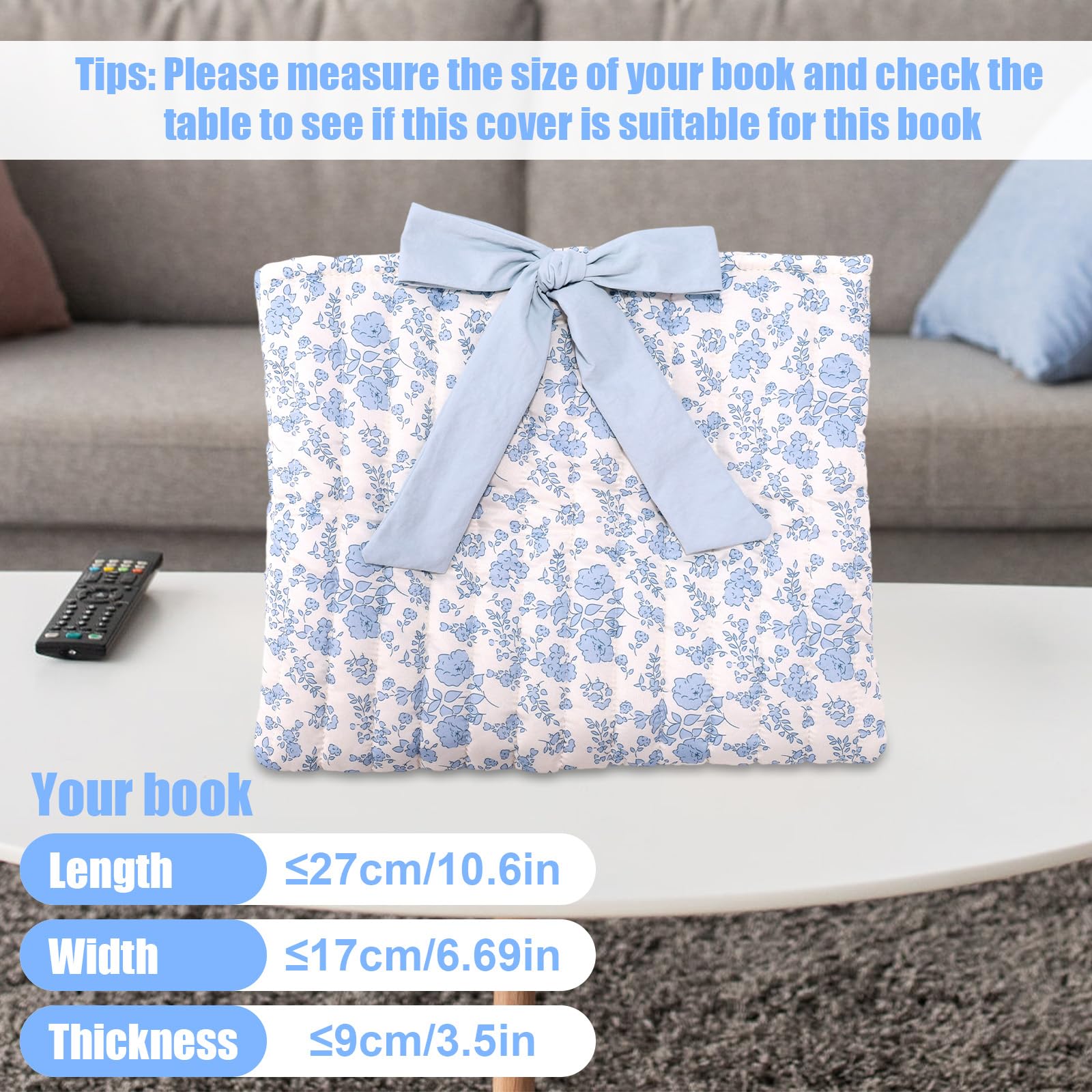 Gewatteerde Bijbelhoes met Strik, 32x27cm Polyester Blauw Bloemen Patroon Bijbelboek Hoes Draagtas Beschermhoes voor Vrouwen en Meisjes Christelijke Cadeaus