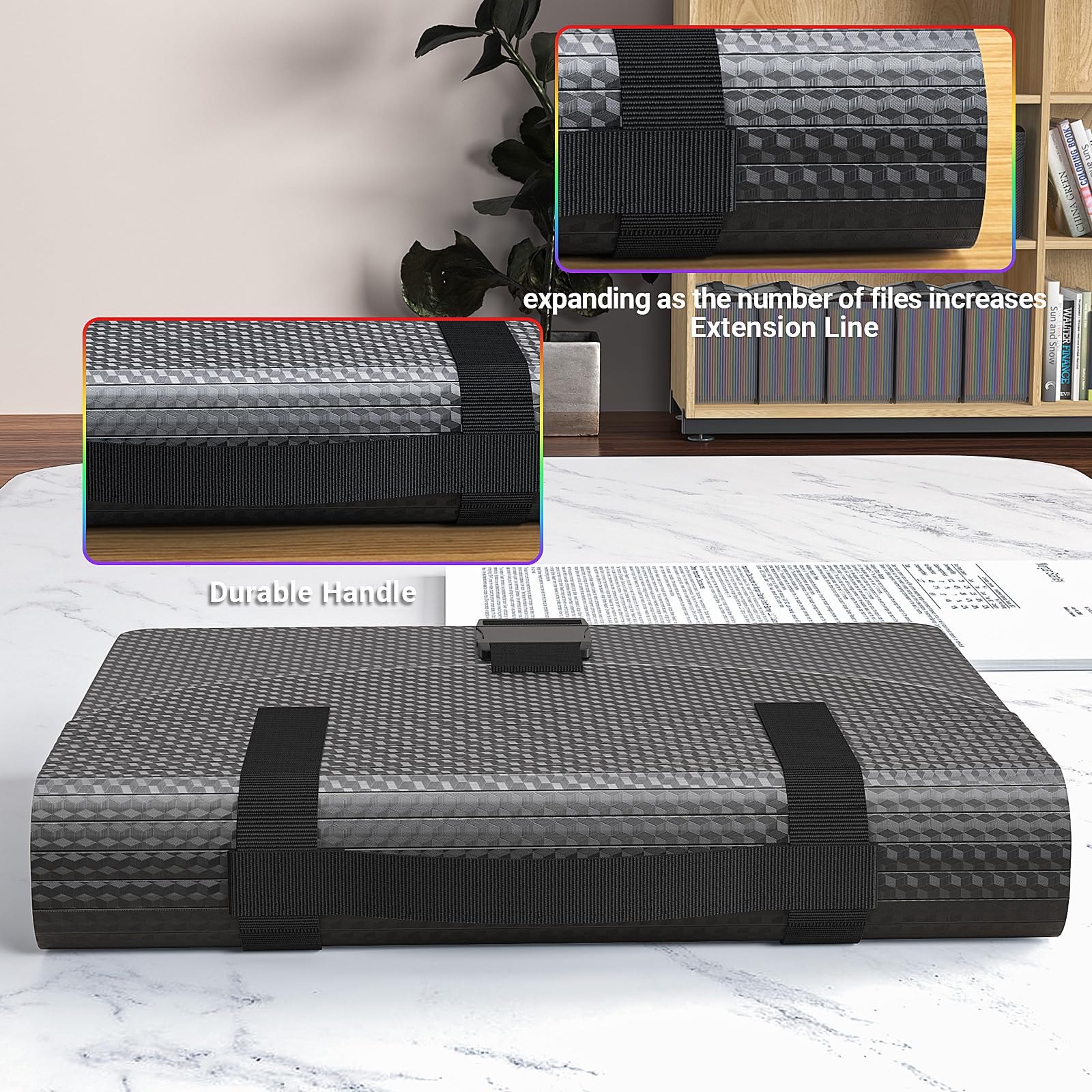 TOPCJ Organizadores de archivos con asa, carpeta de archivos expandible portátil, organizador de archivos de acordeón de 25 bolsillos para recibos, facturas, papel tamaño A4/carta, documentos,