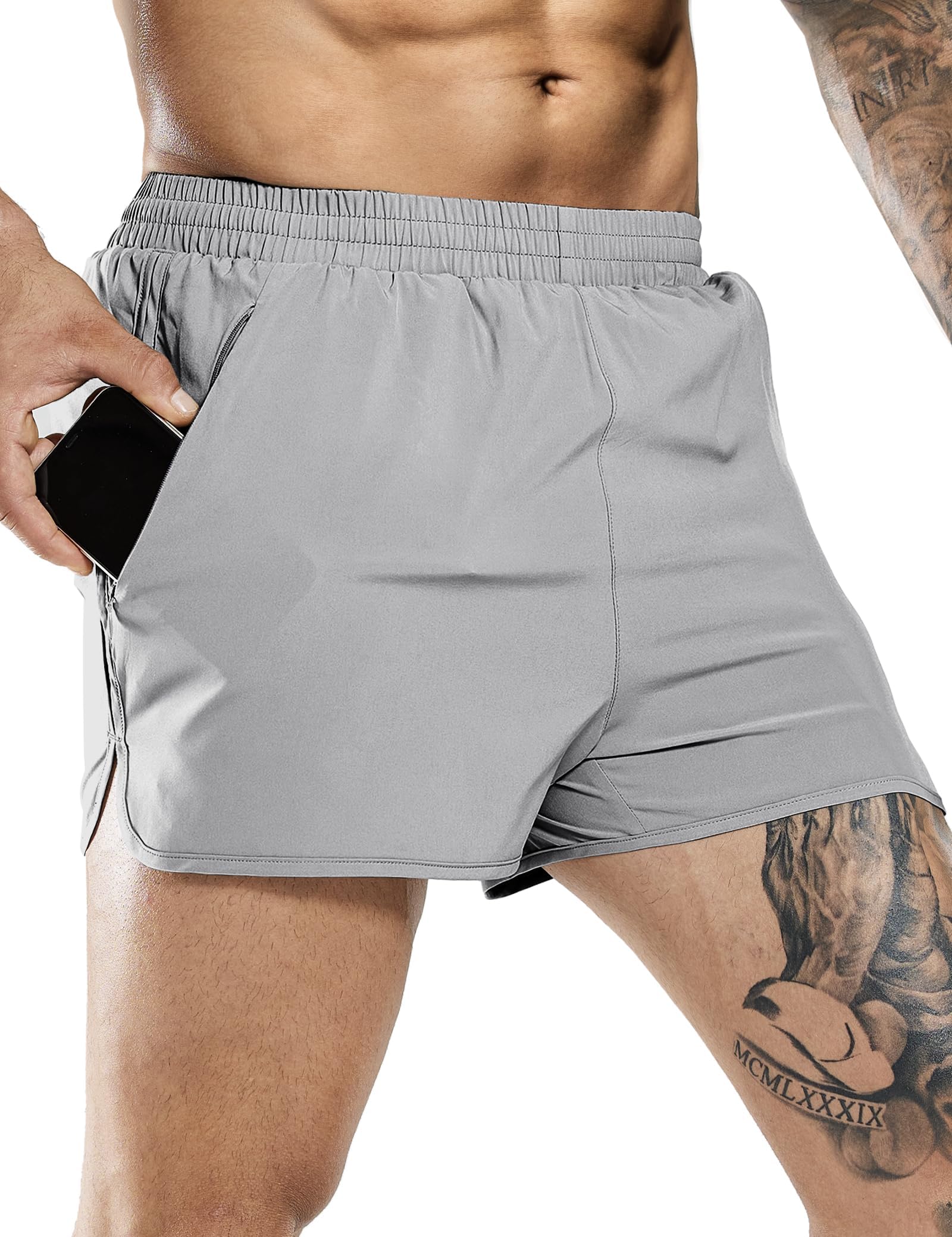 MIER Pantalones Cortos para Hombre de 3 Pulgadas, de Secado rápido, Ligeros, Resistentes al Agua, para Entrenamiento atlético, con Forro